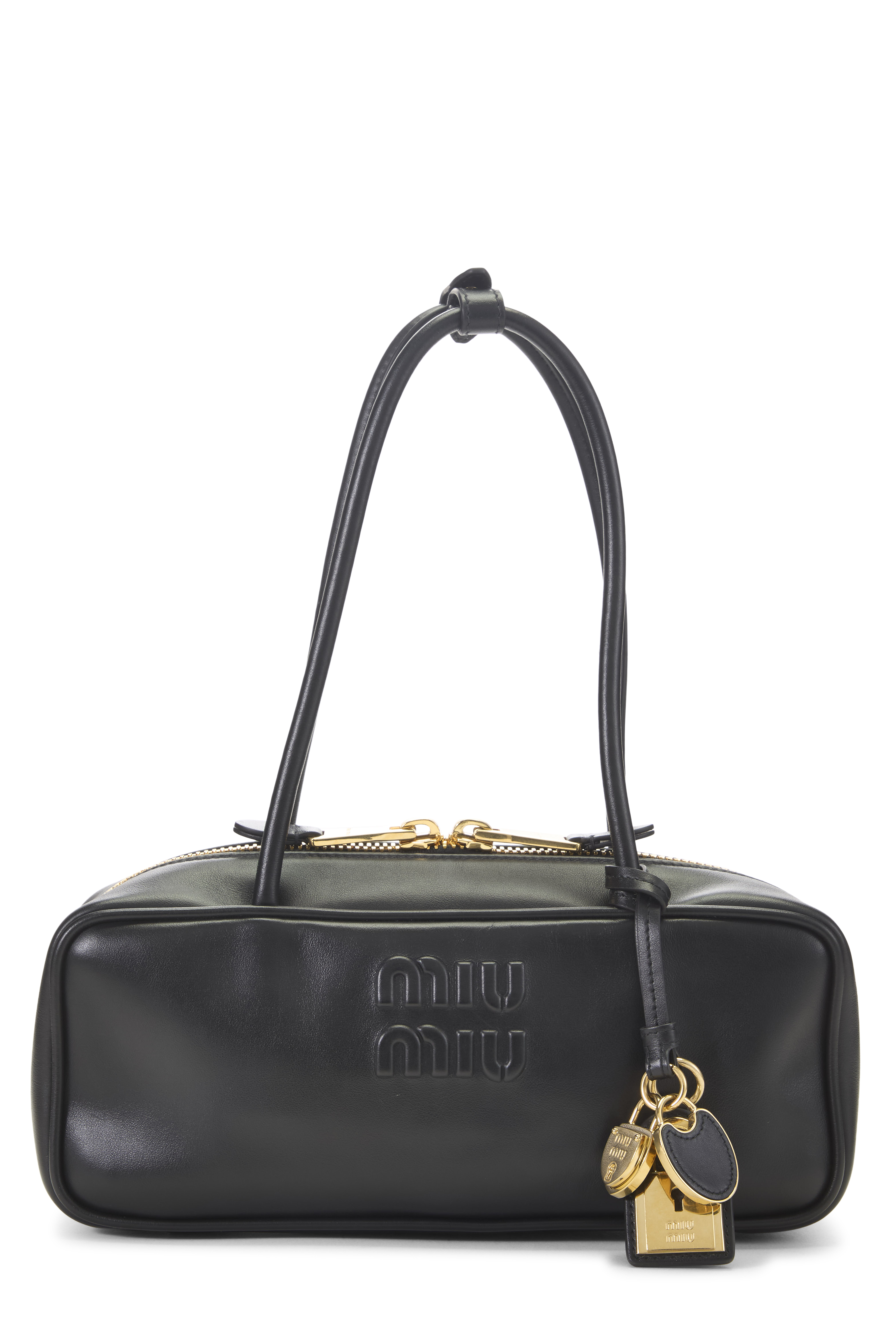 Women's Miu Miu Black Leather Beau Bag Small in Black Small