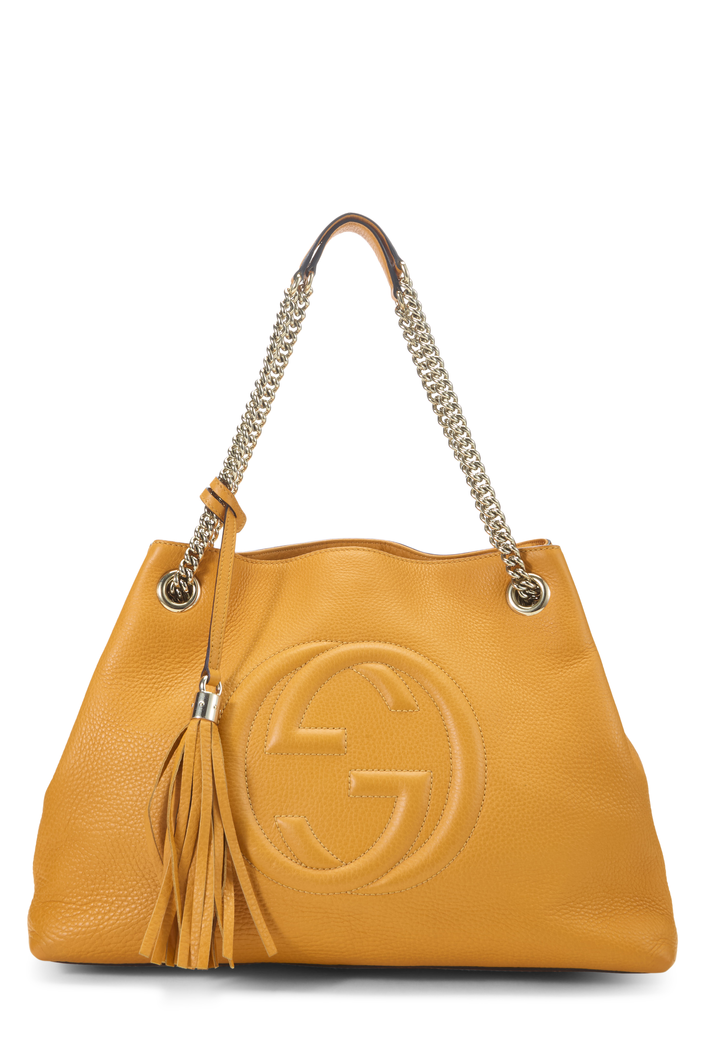 Women's Gucci Orange Leather Soho Chain Tote in Yellow