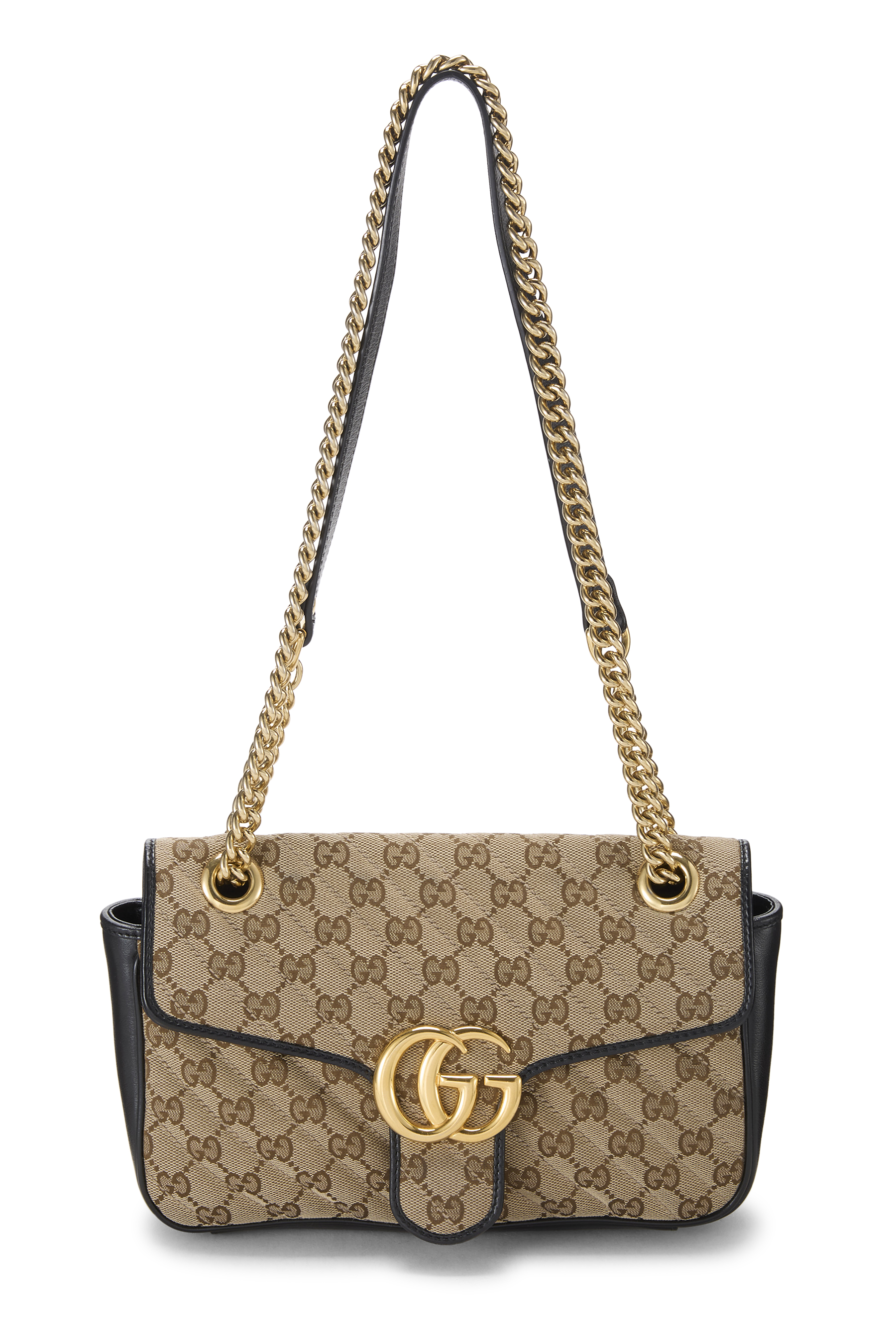 Women's Gucci Black Original GG Canvas Marmont Shoulder Bag Small in Black Small