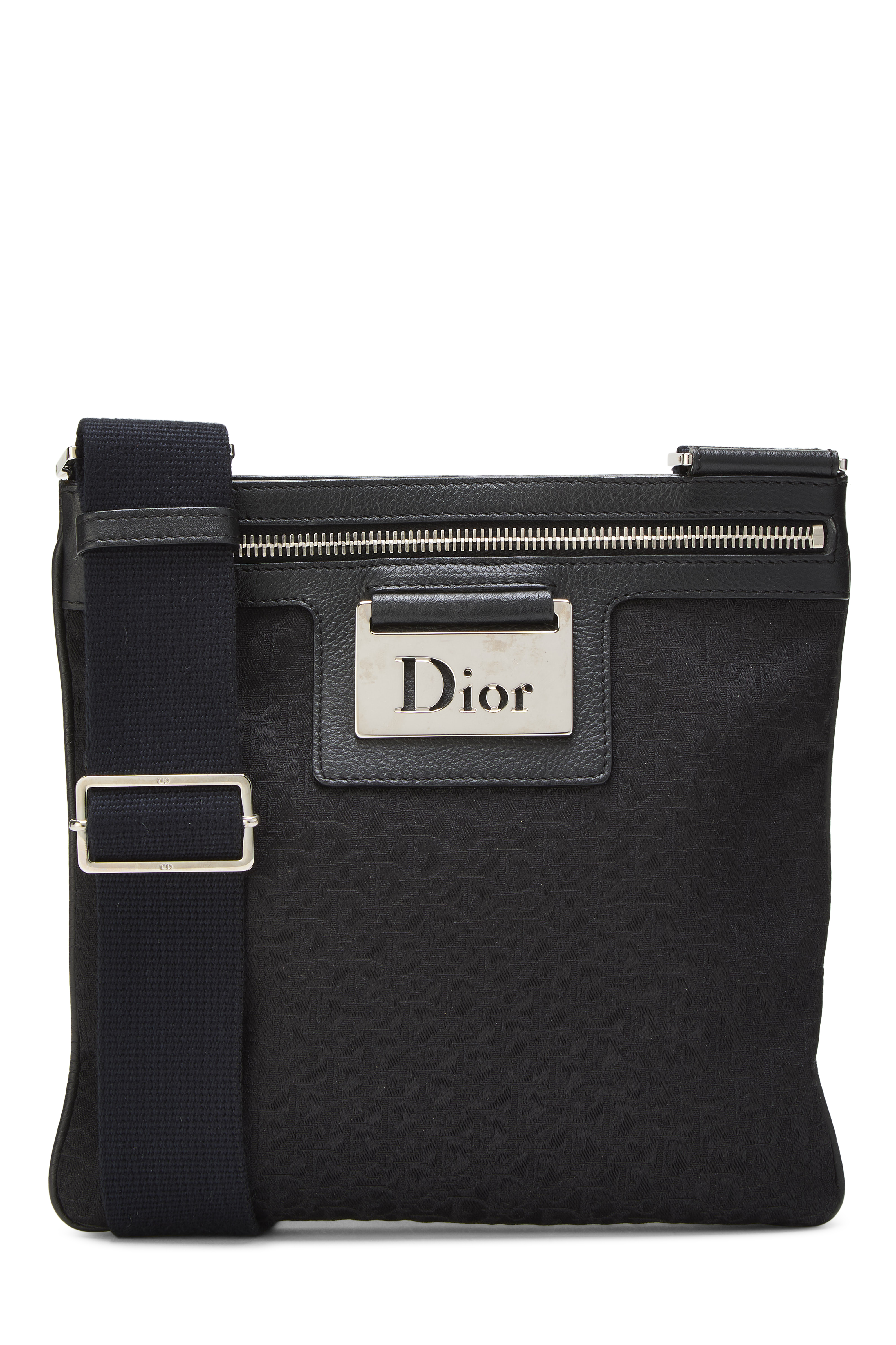 Women's Christian Dior Black Trotter Canvas Street Chic Crossbody Bag in Black
