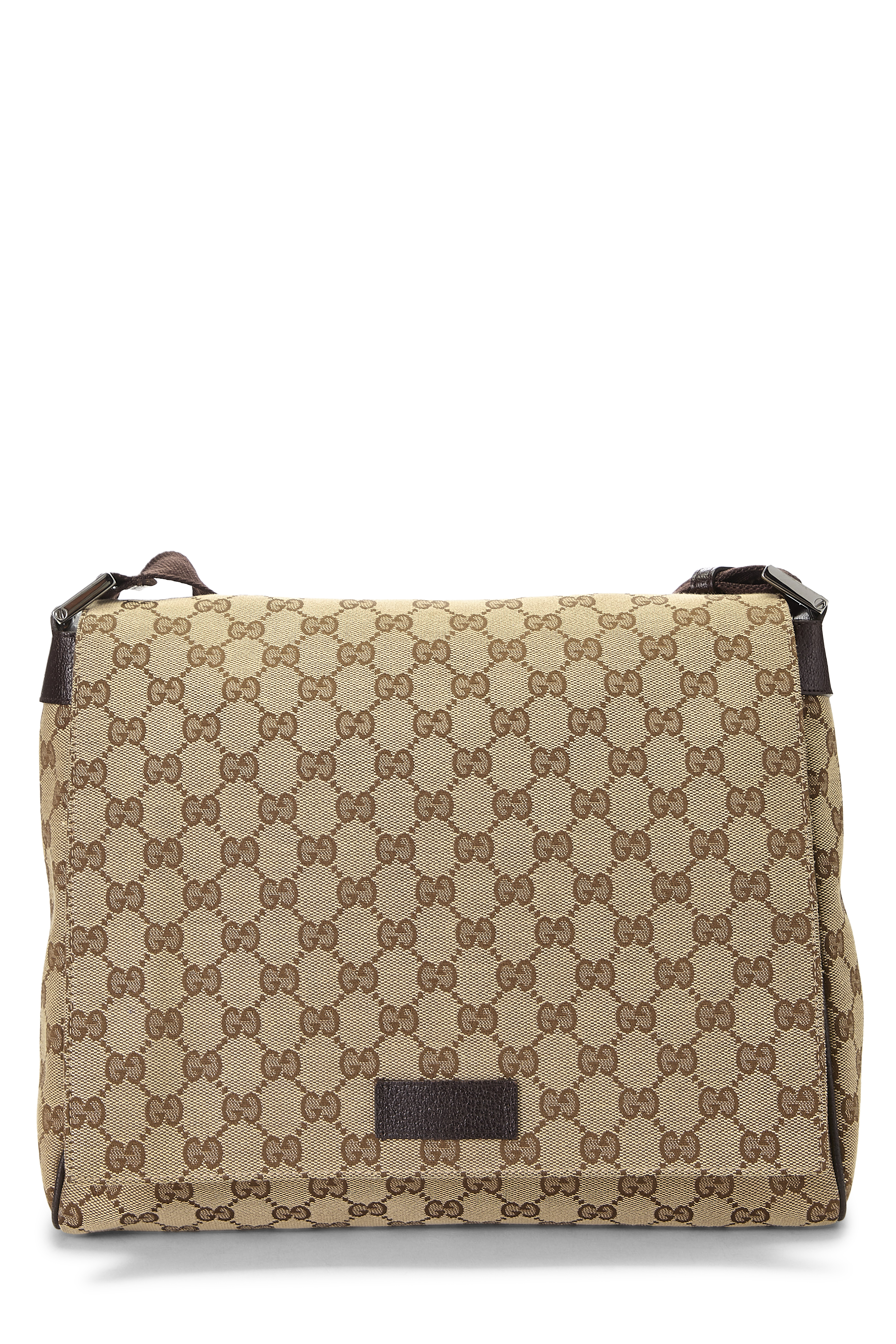 Women's Gucci Brown Original GG Canvas Flap Messenger Bag in Brown