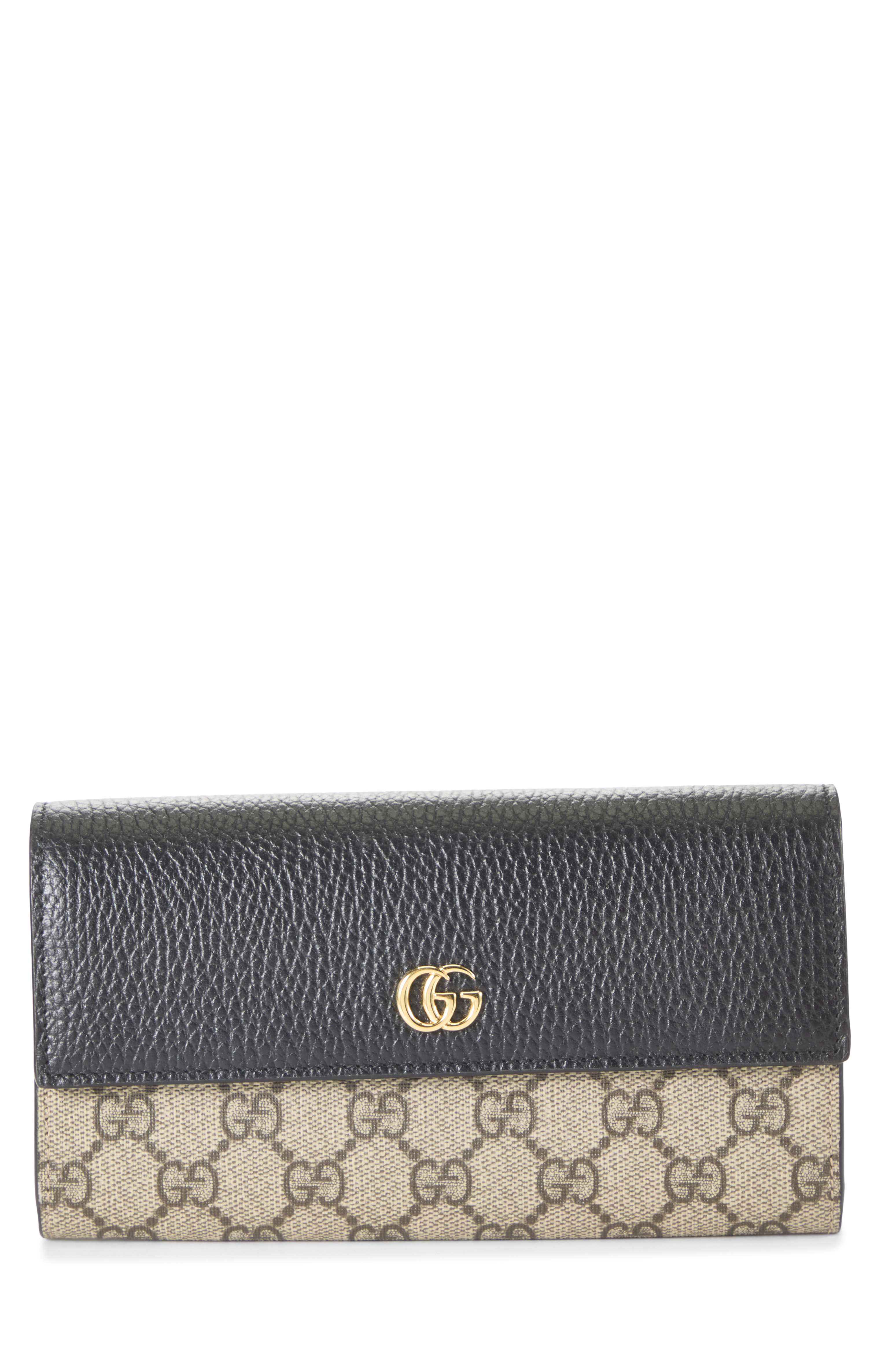 Women's Gucci Black GG Supreme Canvas Continental Wallet in Black