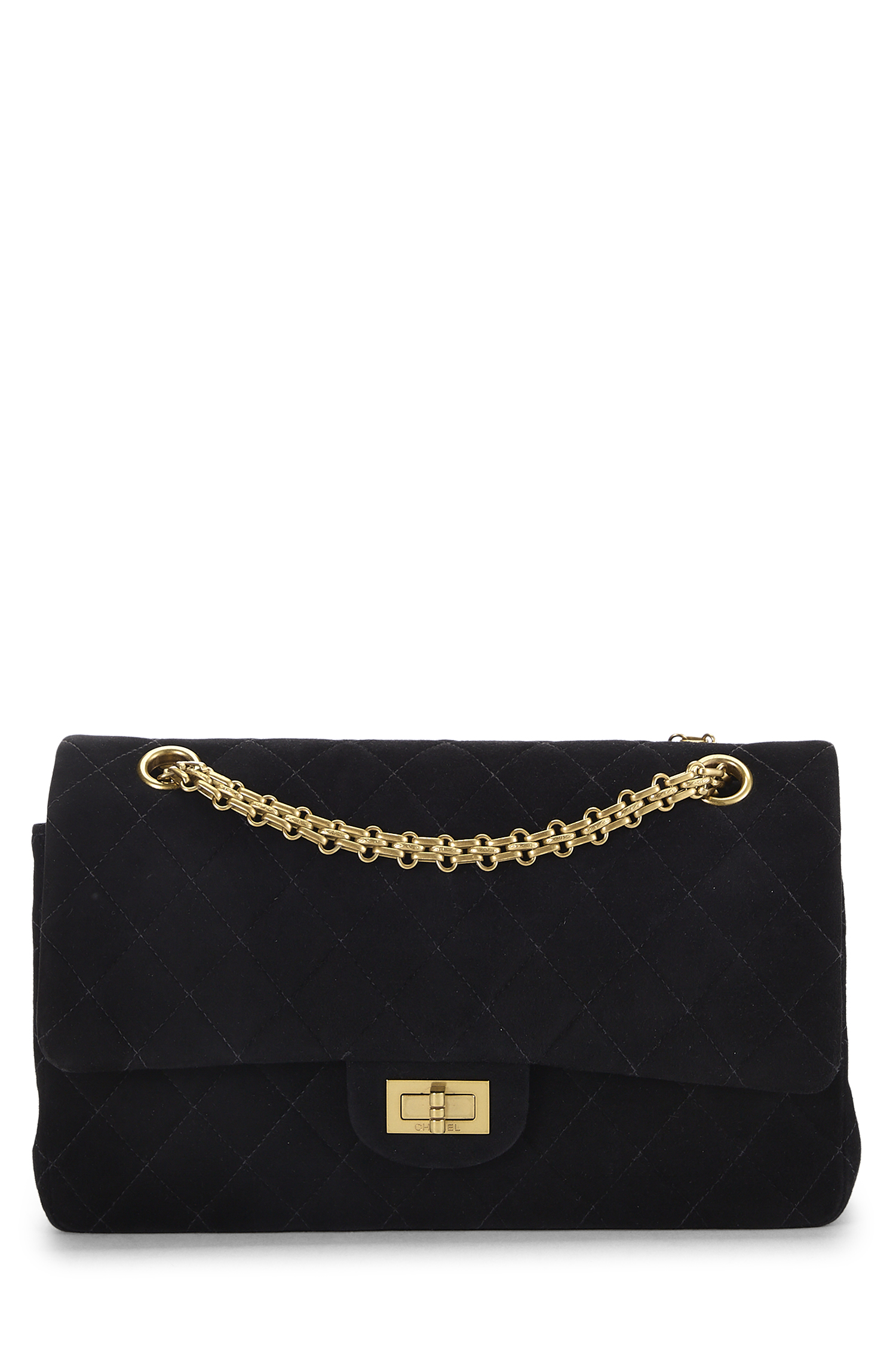 Women's Chanel Black Quilted Suede 2.55 Reissue Flap 225 in Black
