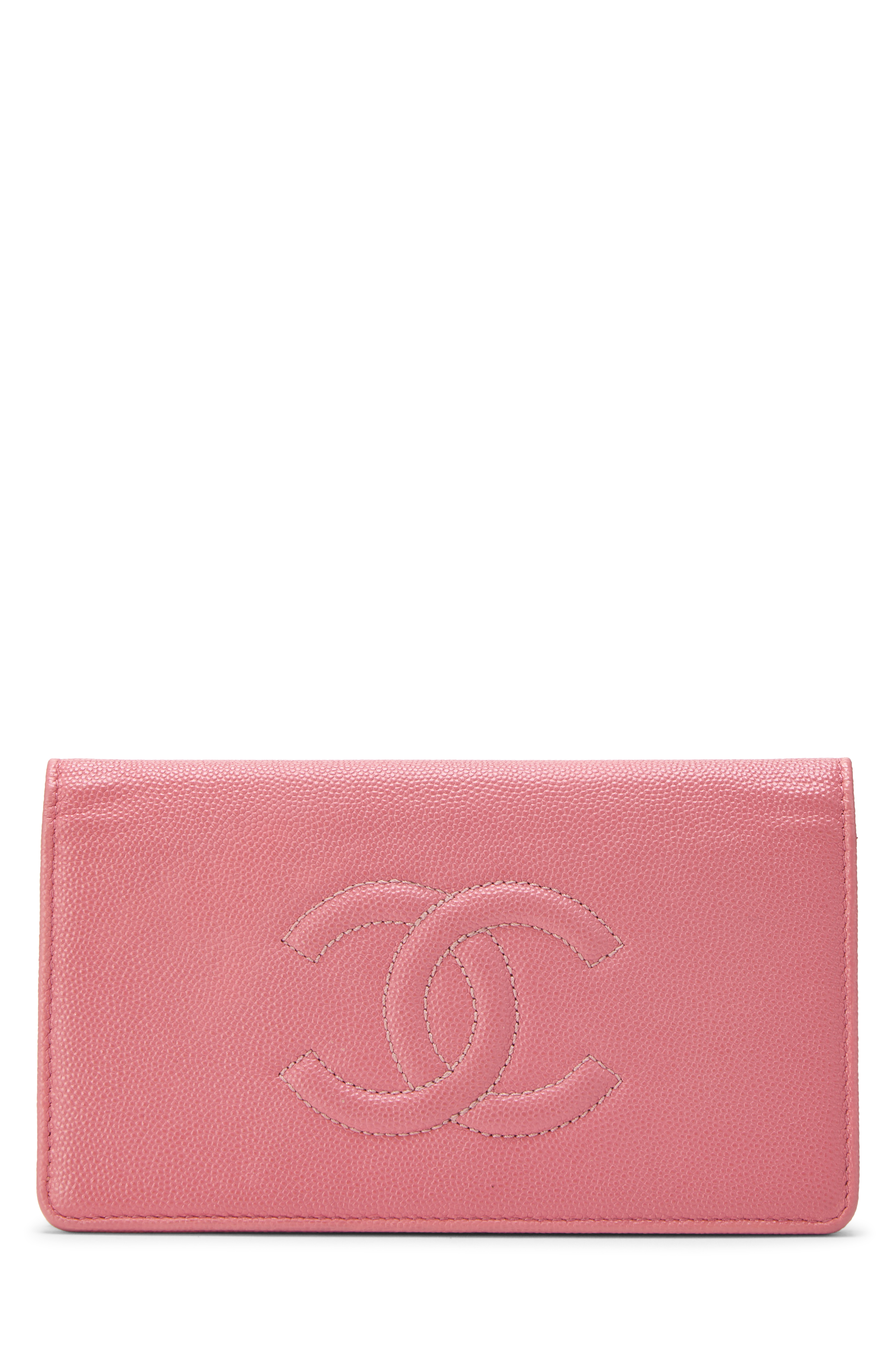 Women's Chanel Pink Caviar Timeless 'CC' Flap Wallet in Pink