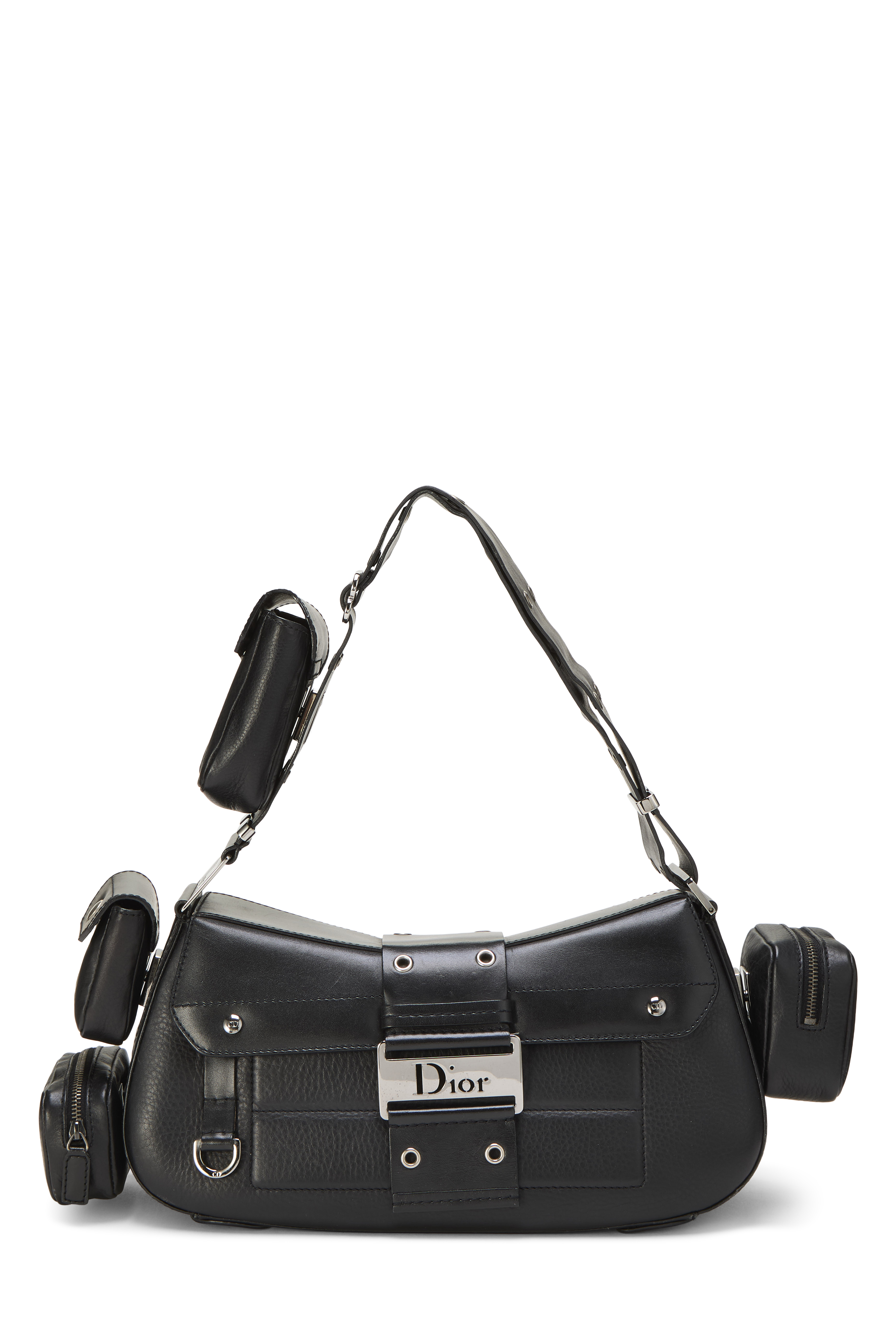 Women's Christian Dior Black Leather Street Chic Columbus Shoulder Bag in Black