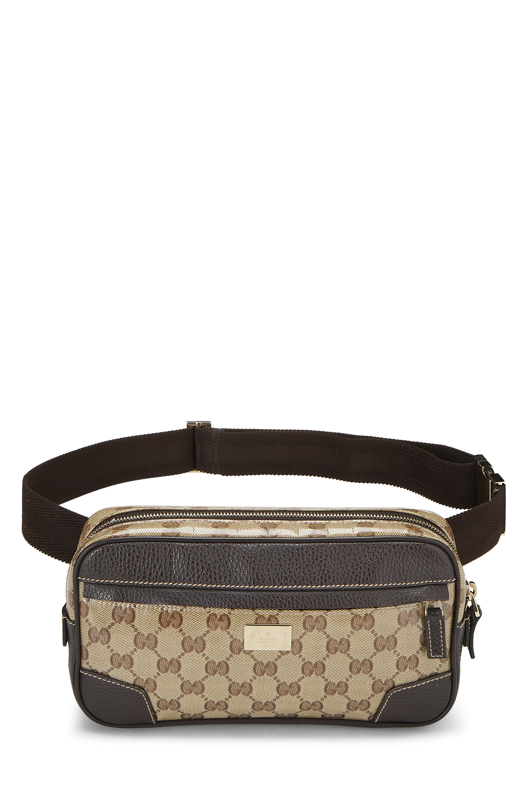 Women's Gucci Original GG Crystal Canvas Waist Pouch in Brown