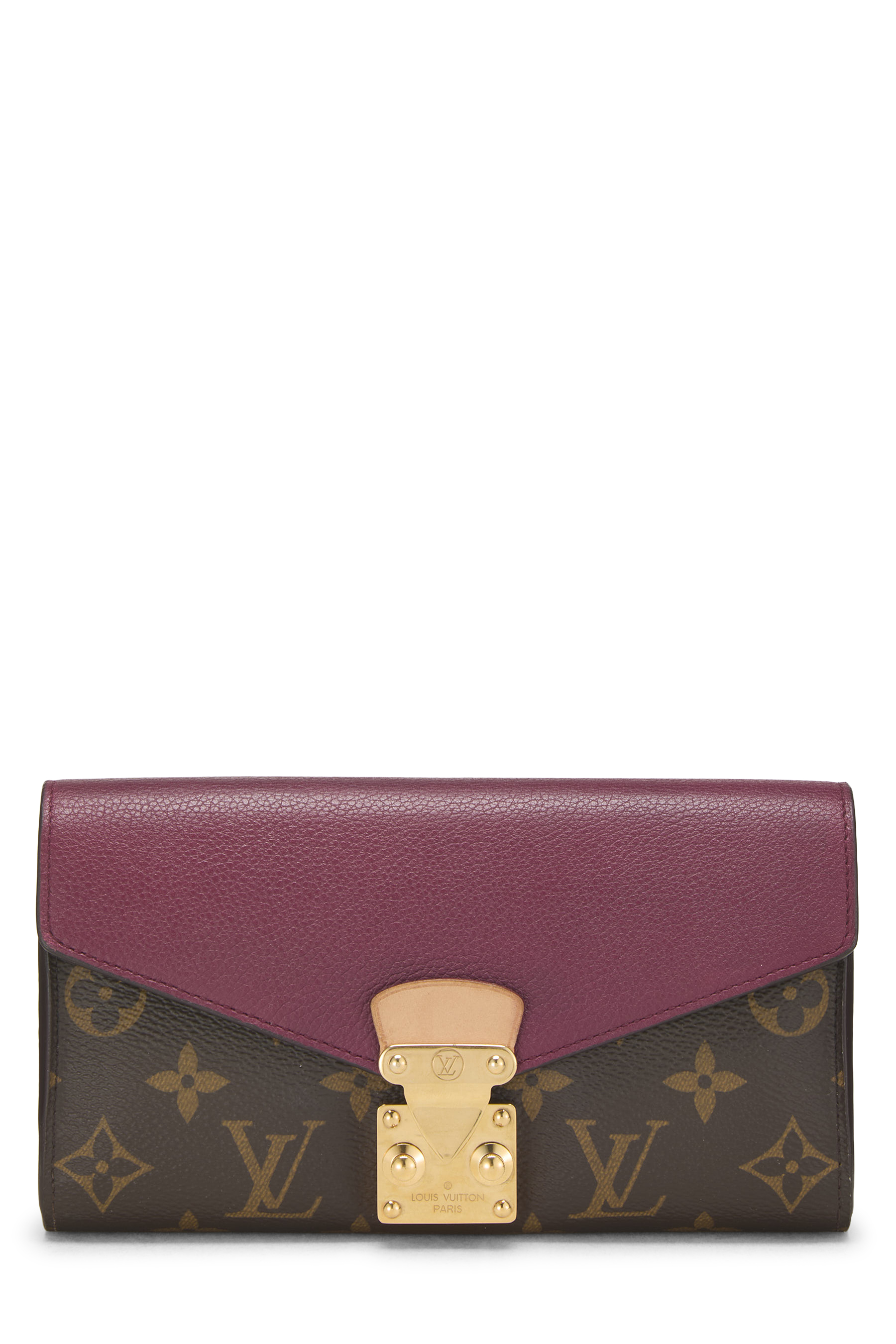 Women's Louis Vuitton Burgundy Monogram Canvas Pallas Wallet in Purple