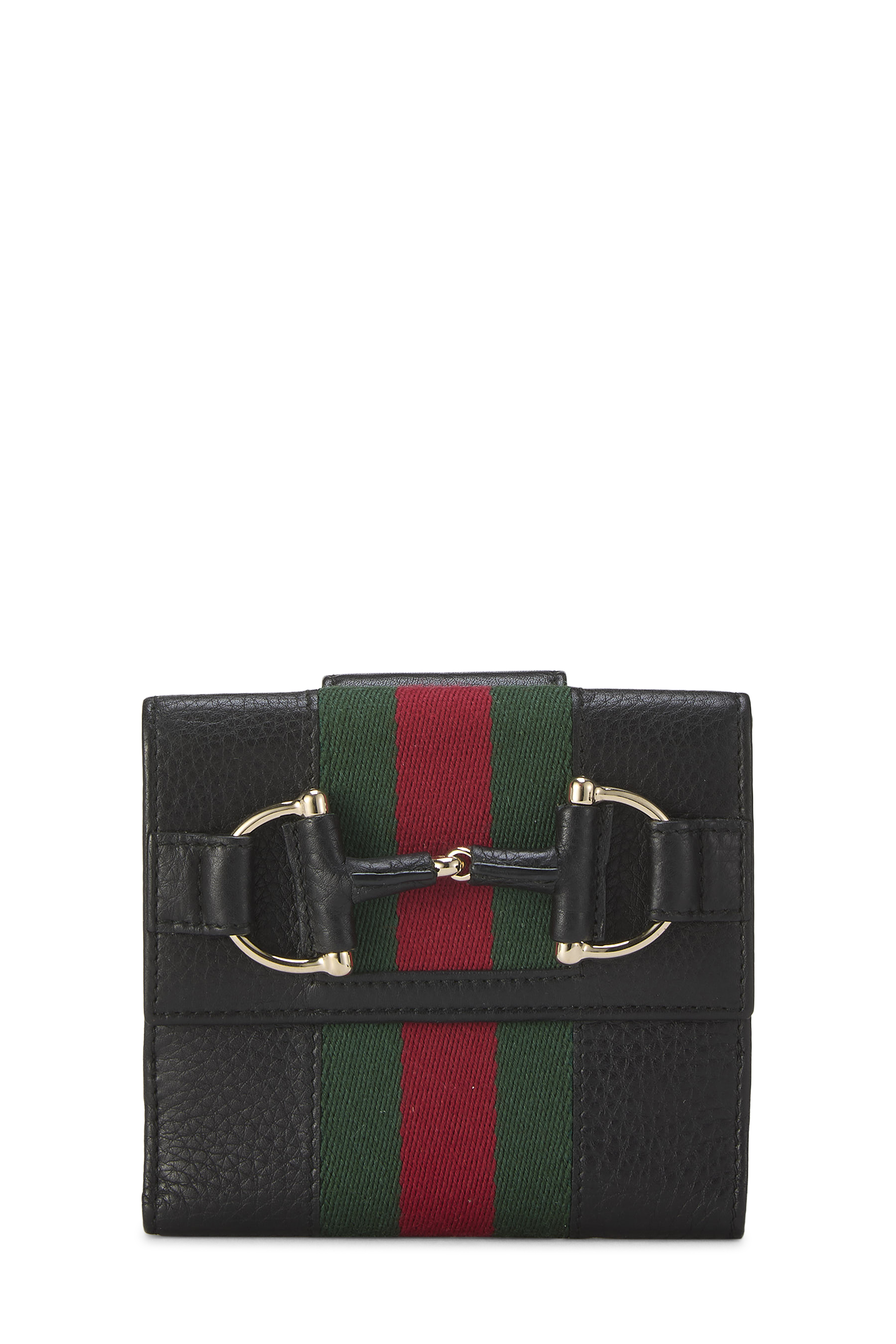 Women's Gucci Black Leather Horsebit Compact Wallet in Black