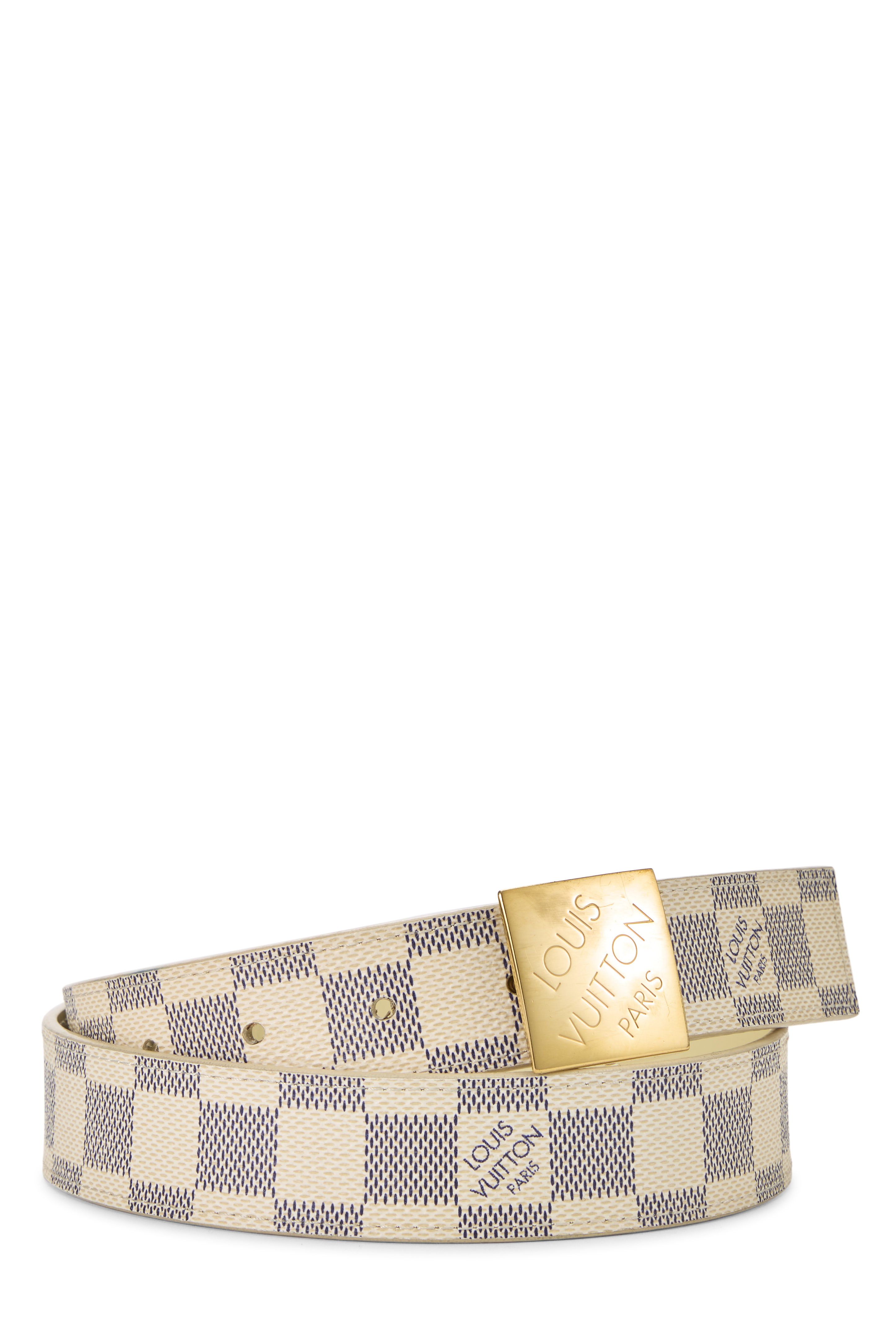 Women's Louis Vuitton Damier Azur Ceinture Carre 85 in Brown