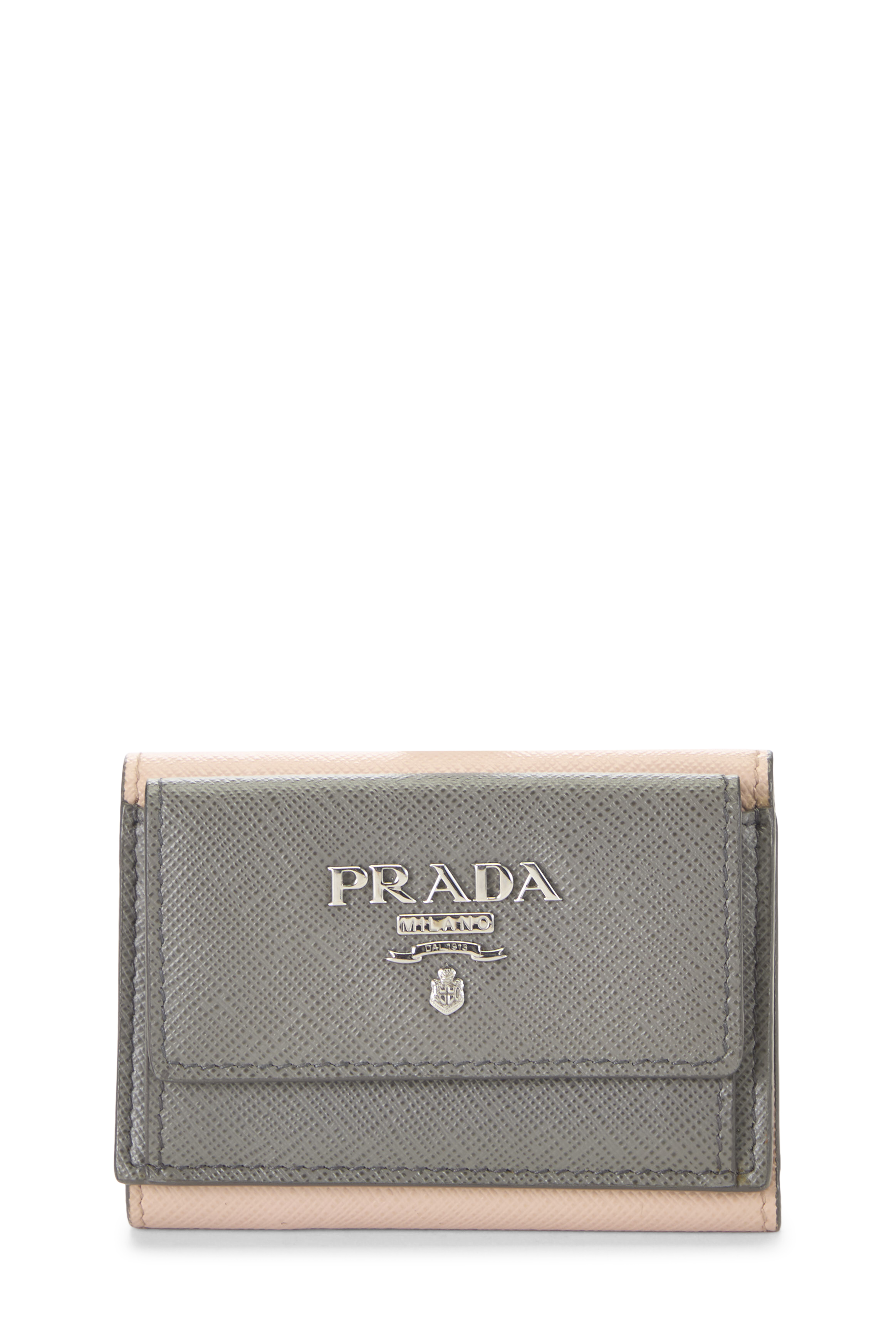 Women's Prada Pink & Grey Saffiano Compact Wallet