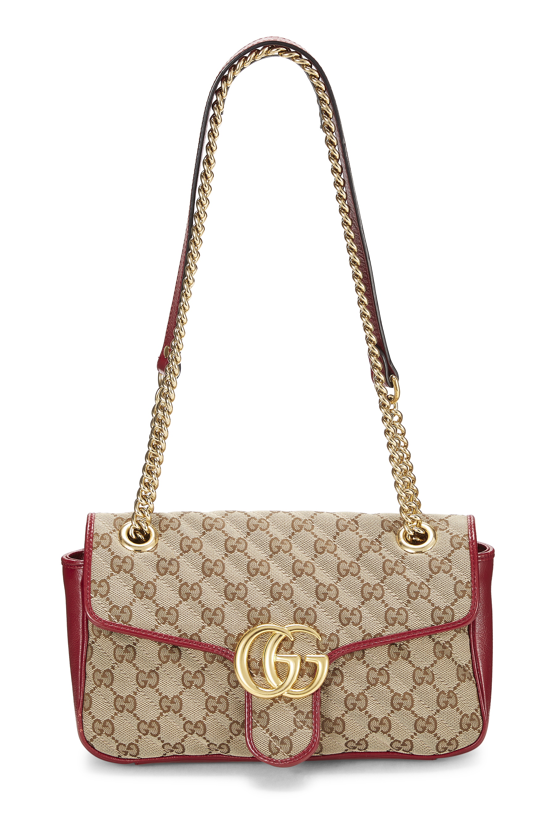 Women's Gucci Red Canvas GG Marmont Shoulder Small in Red Small