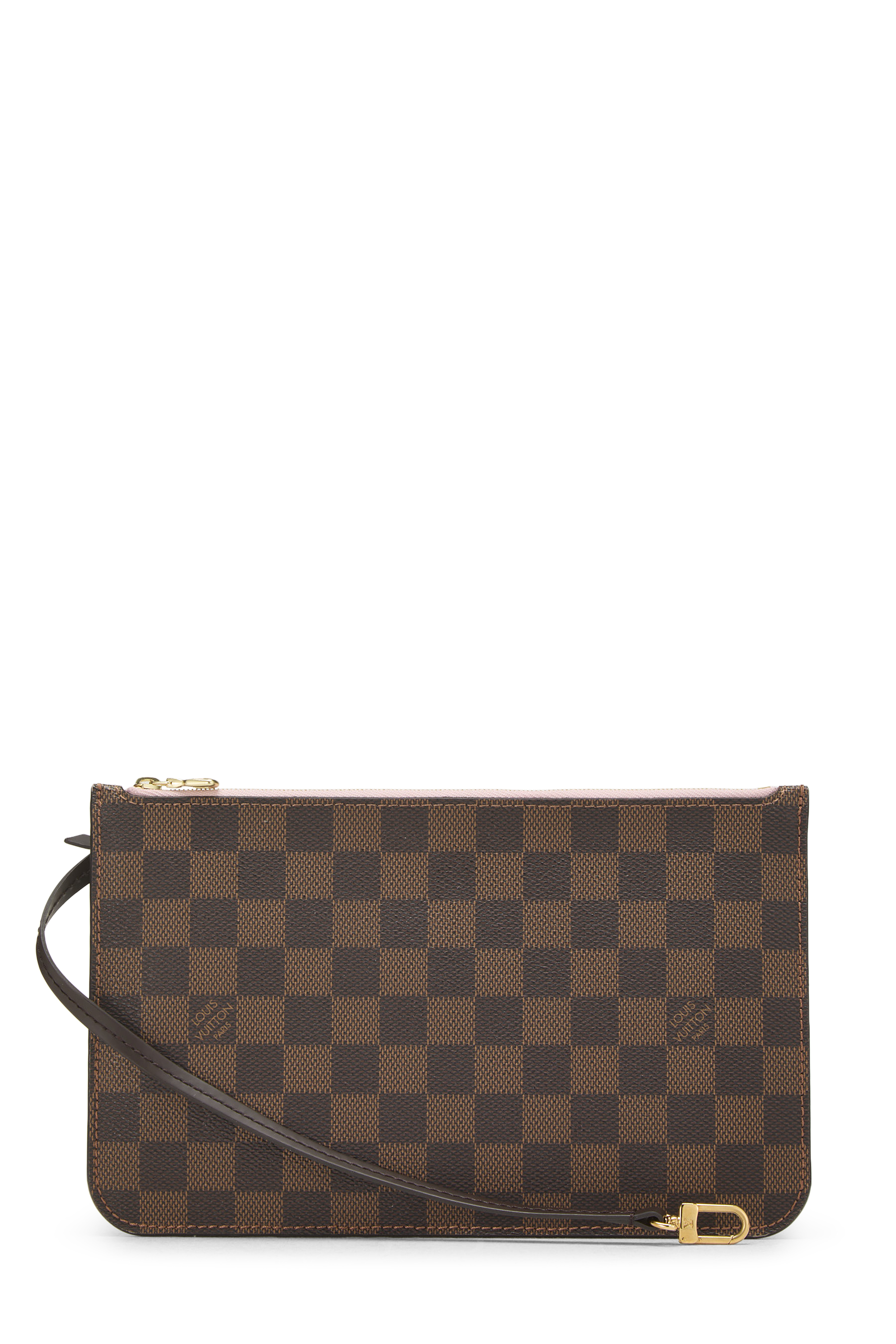 Women's Louis Vuitton Damier Ebene Neverfull Pouch in Pink MM