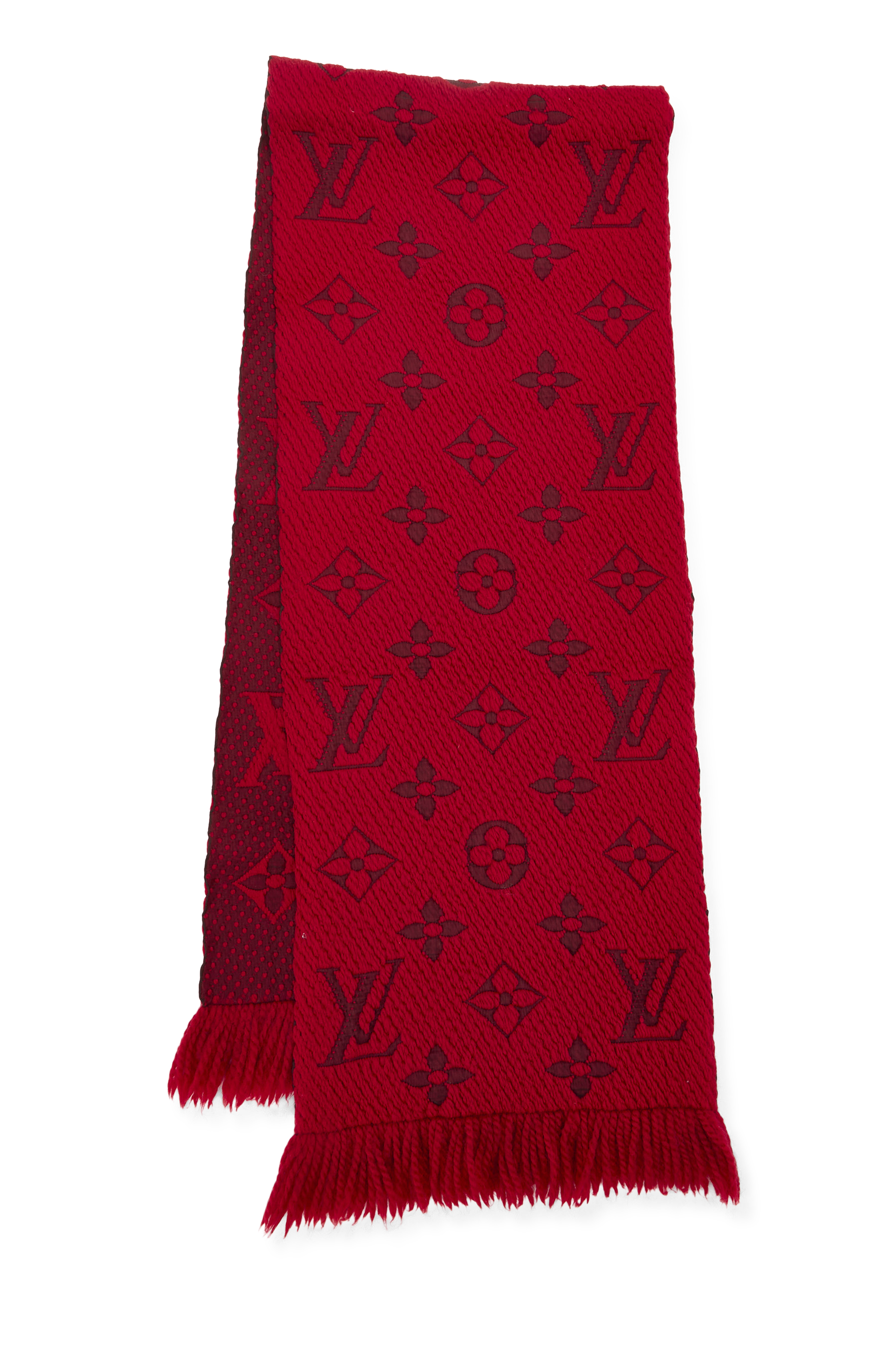 Women's Louis Vuitton Red Wool Logomania Scarf in Red