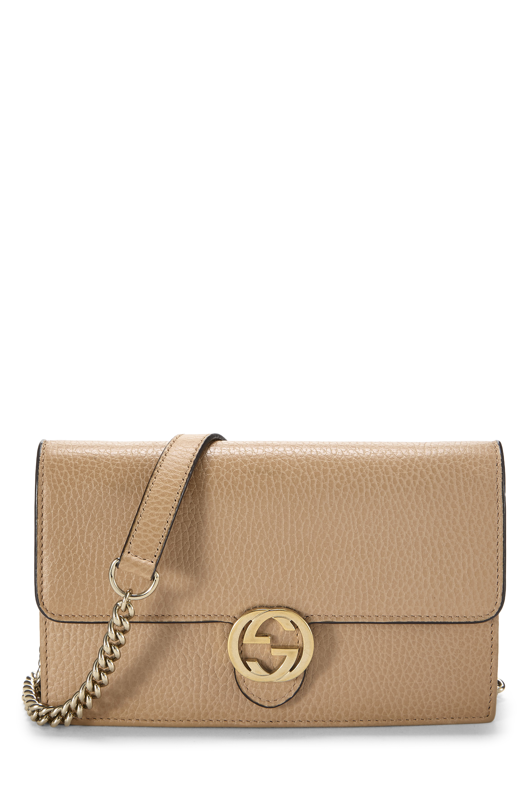 Women's Gucci Beige Leather Interlocking Wallet On Chain (WOC) Small in Beige Small