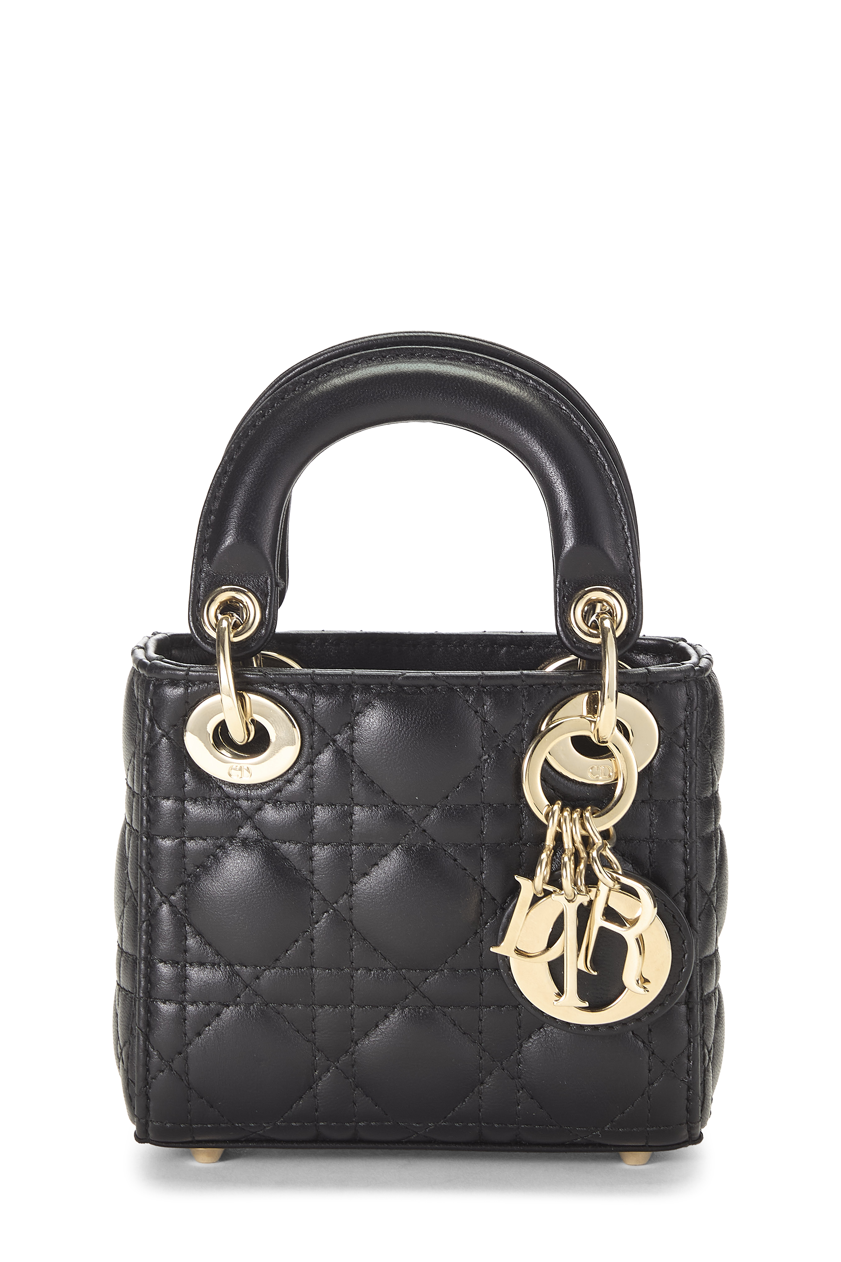 Women's Christian Dior Black Lambskin Lady Dior Micro in Black Micro