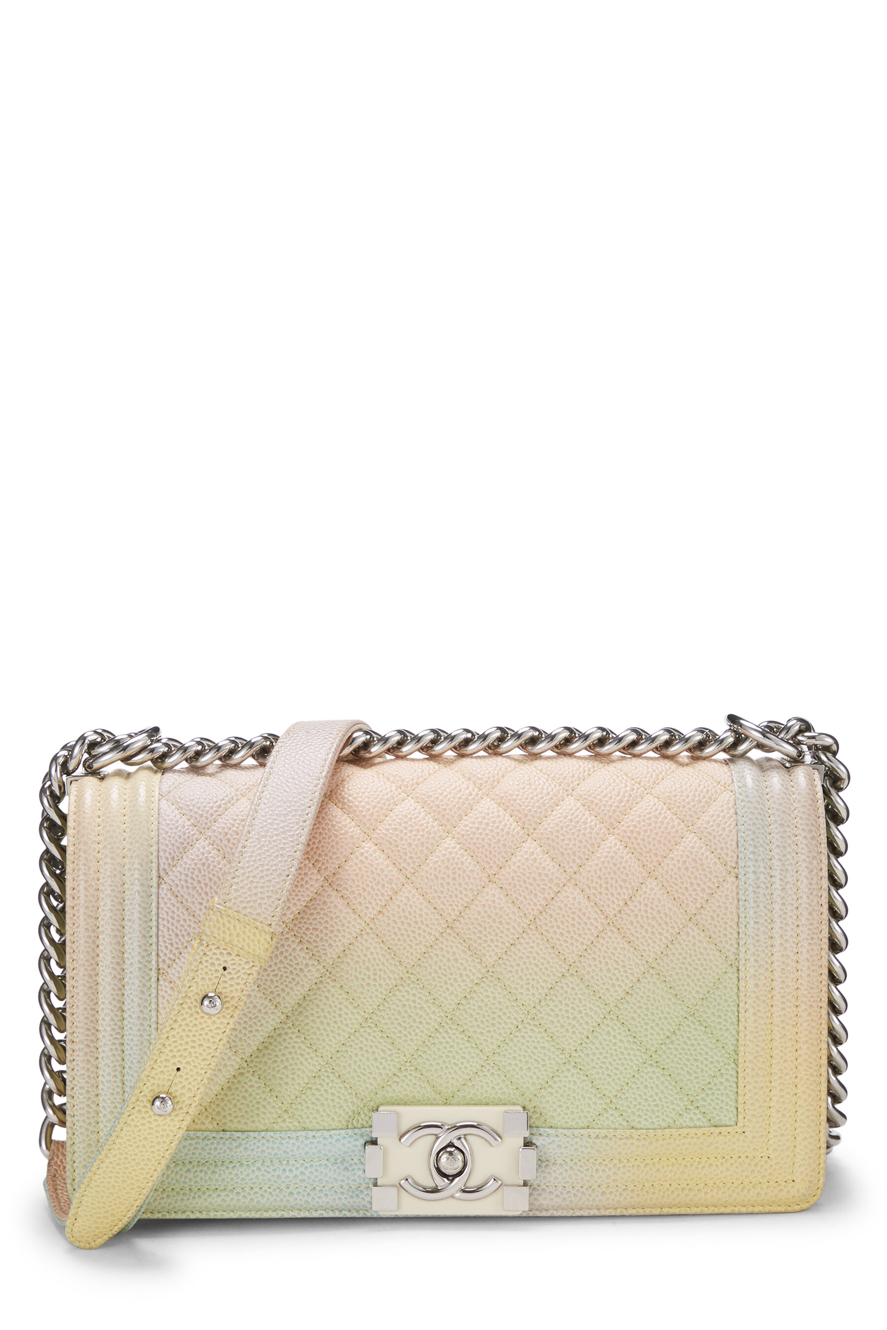 Women's Chanel Rainbow Quilted Caviar Boy Bag Medium in Multi Medium