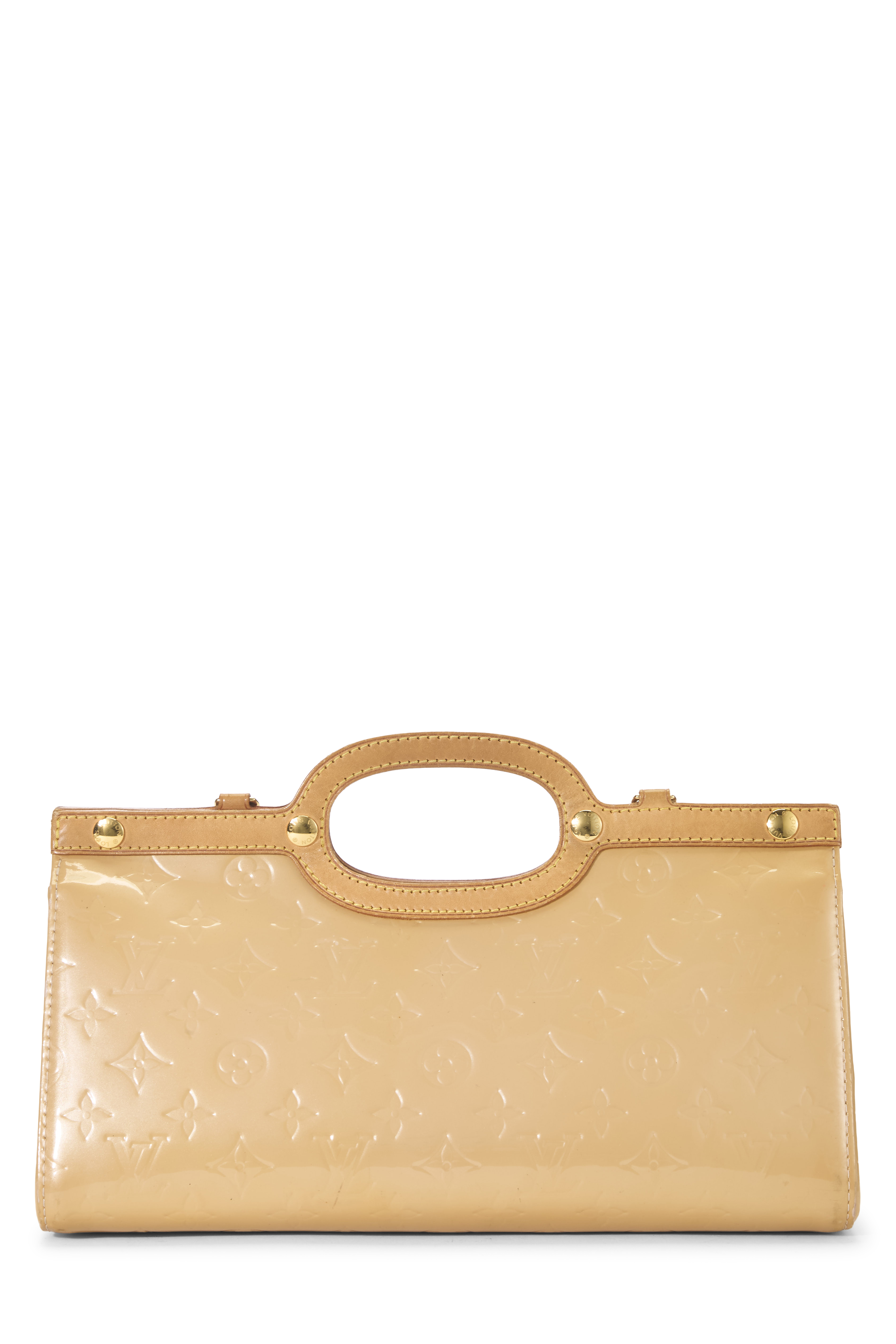 Women's Louis Vuitton Noisette Monogram Vernis Roxbury in Beige