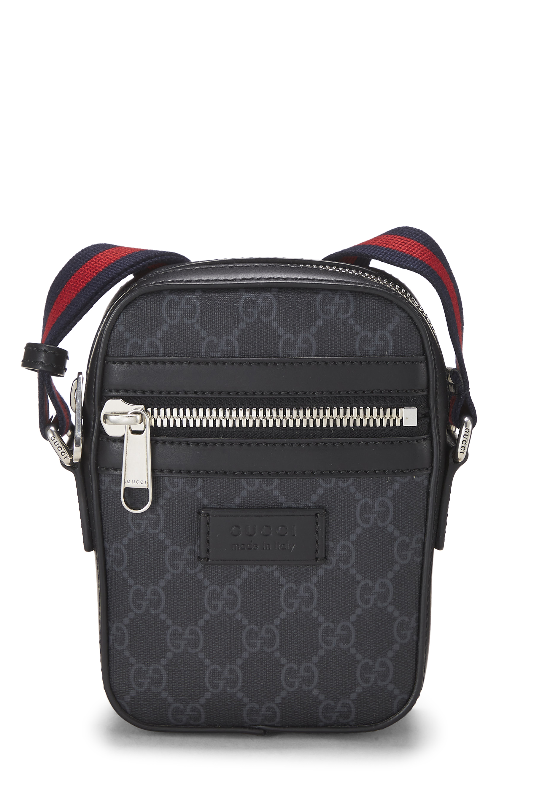 Women's Gucci Black GG Supreme Canvas Web Messenger Mini in Black Mini
