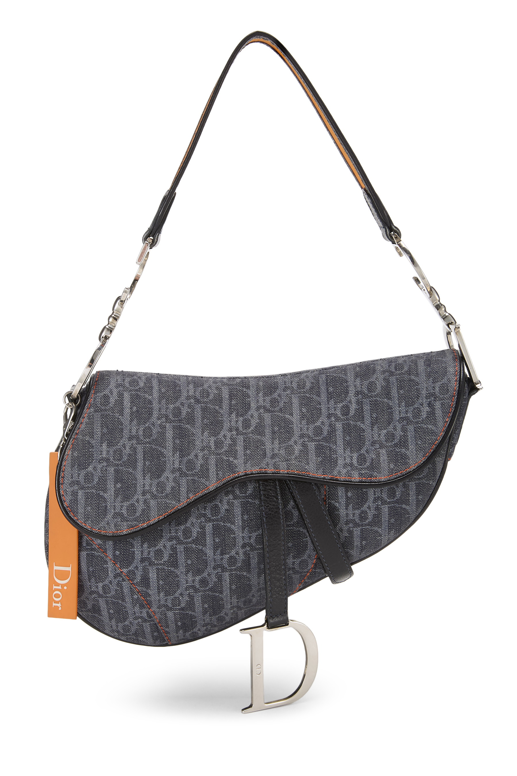 Women's Christian Dior Blue Trotter Denim Remove Before Flight Saddle Bag in Blue