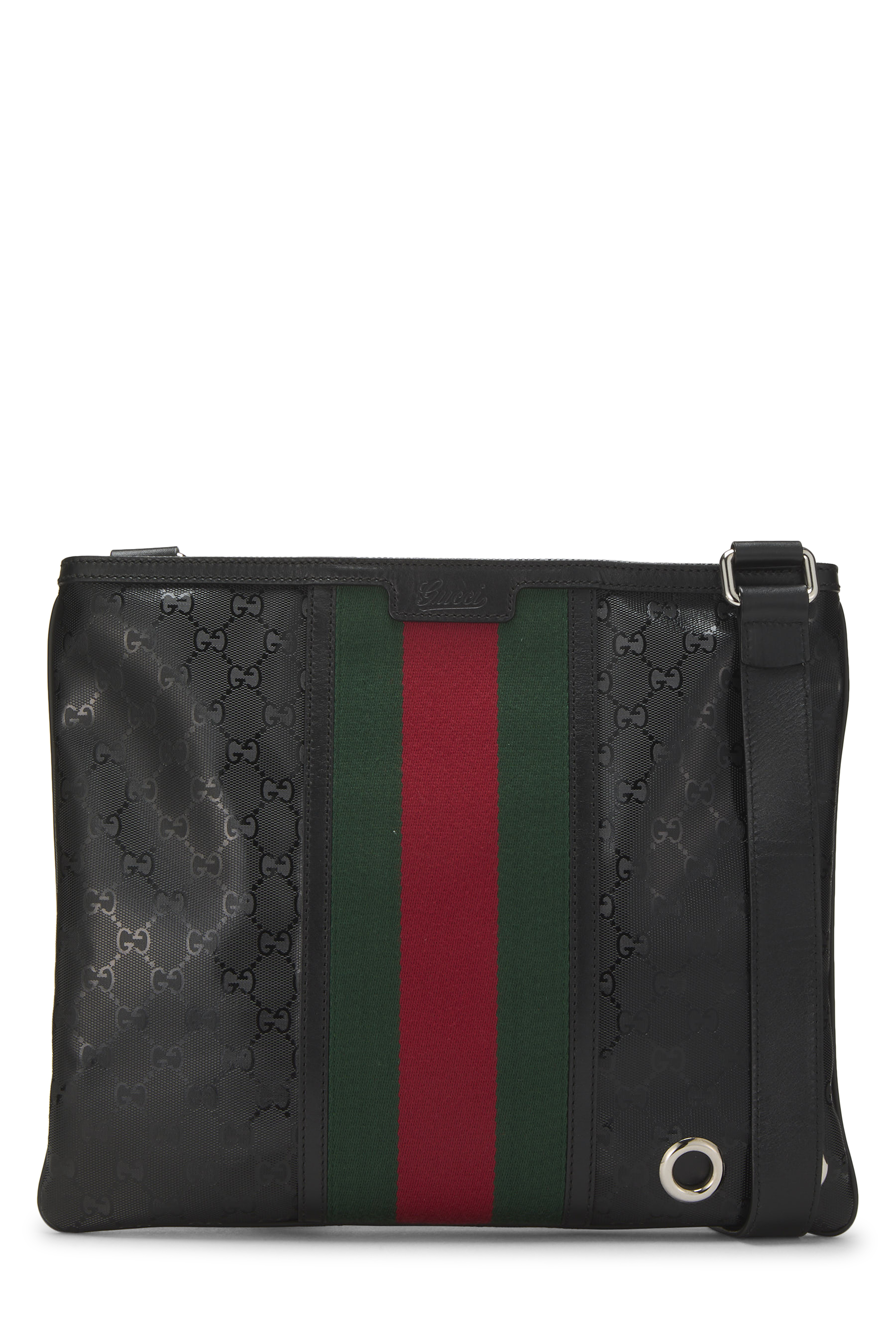 Women's Gucci Black GG Imprime Web Messenger in Black
