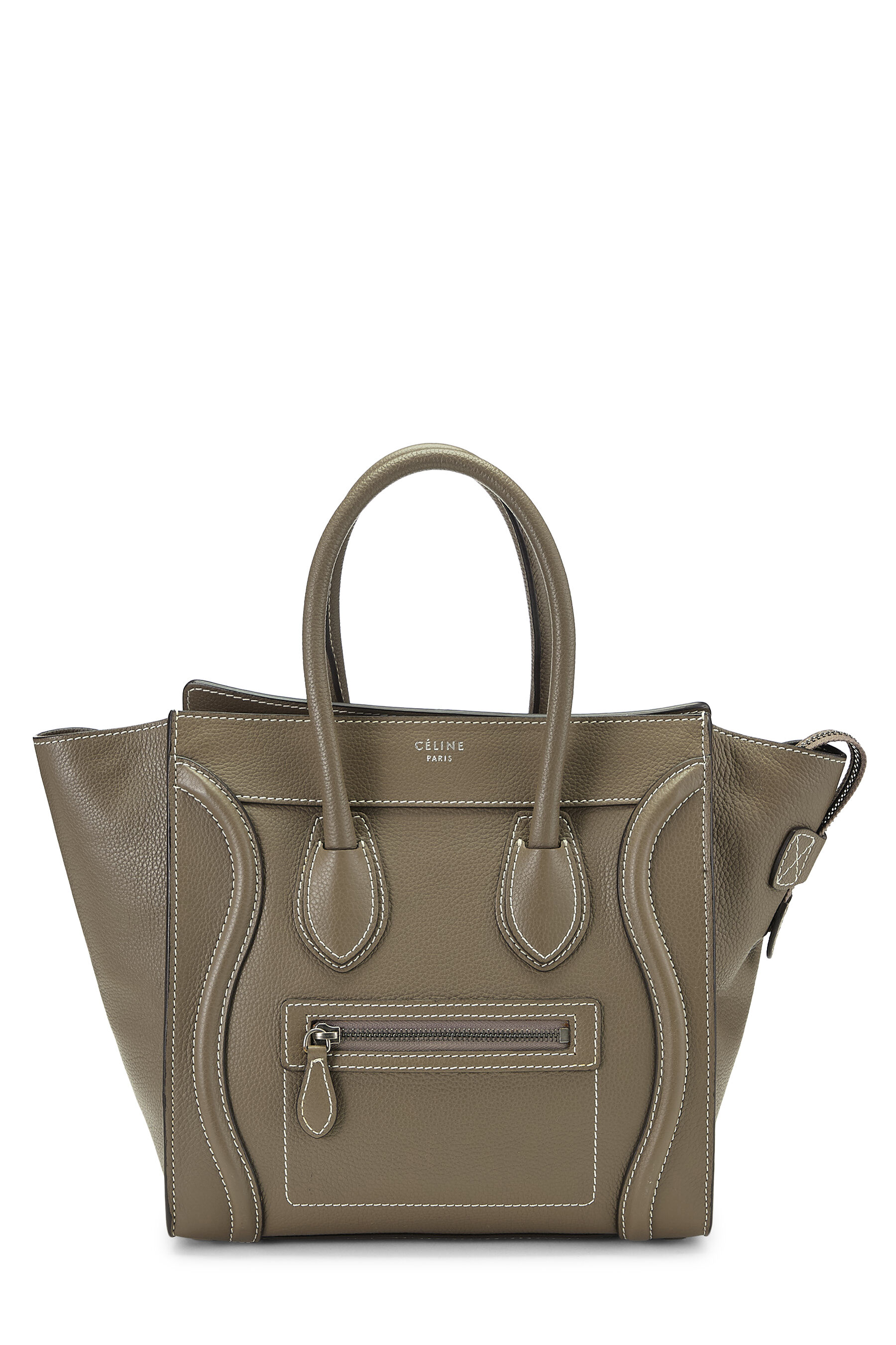 Women's Céline Grey Drummed Calfskin Luggage Micro in Grey Micro