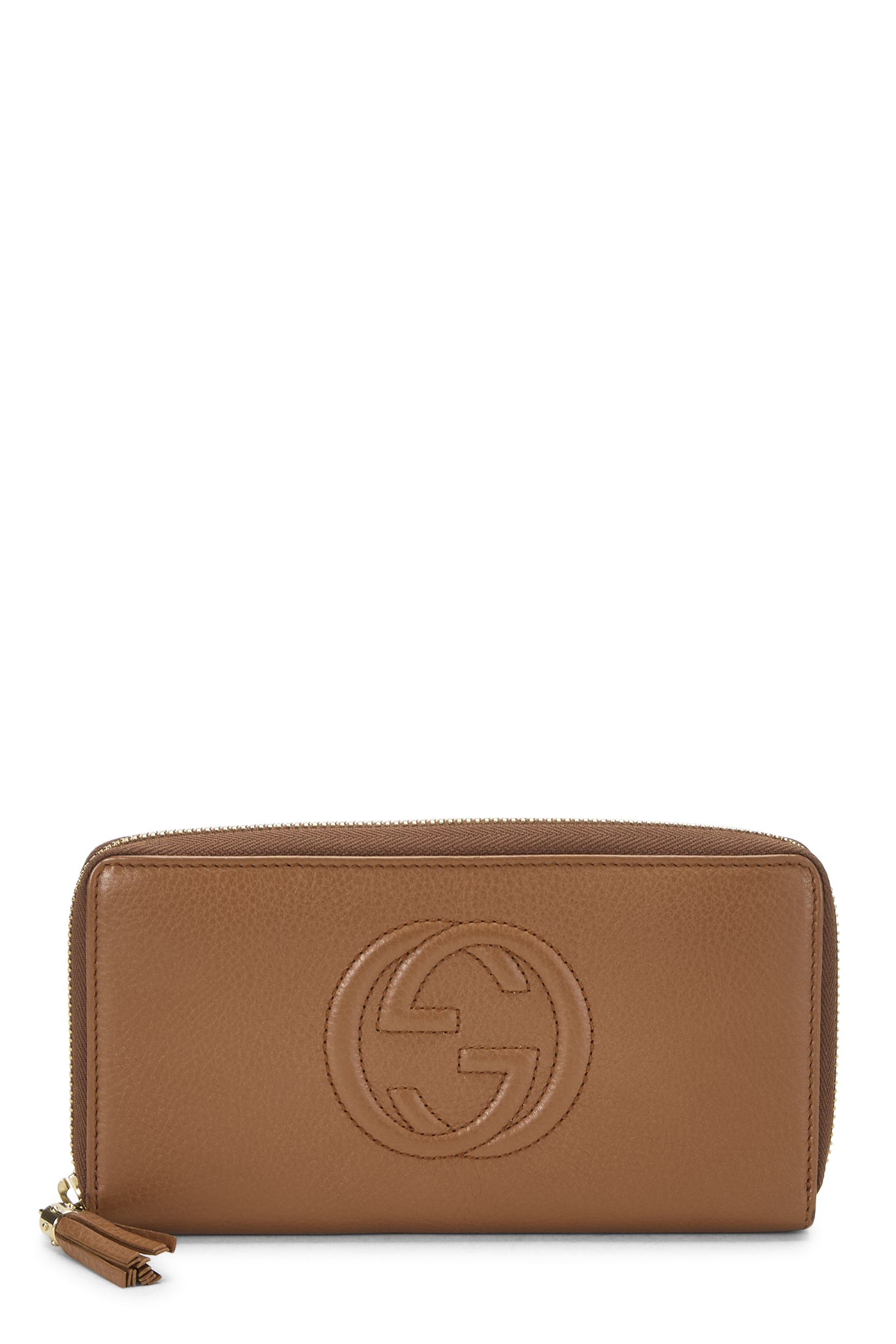 Women's Gucci Brown Leather Soho Zip Around Wallet in Brown