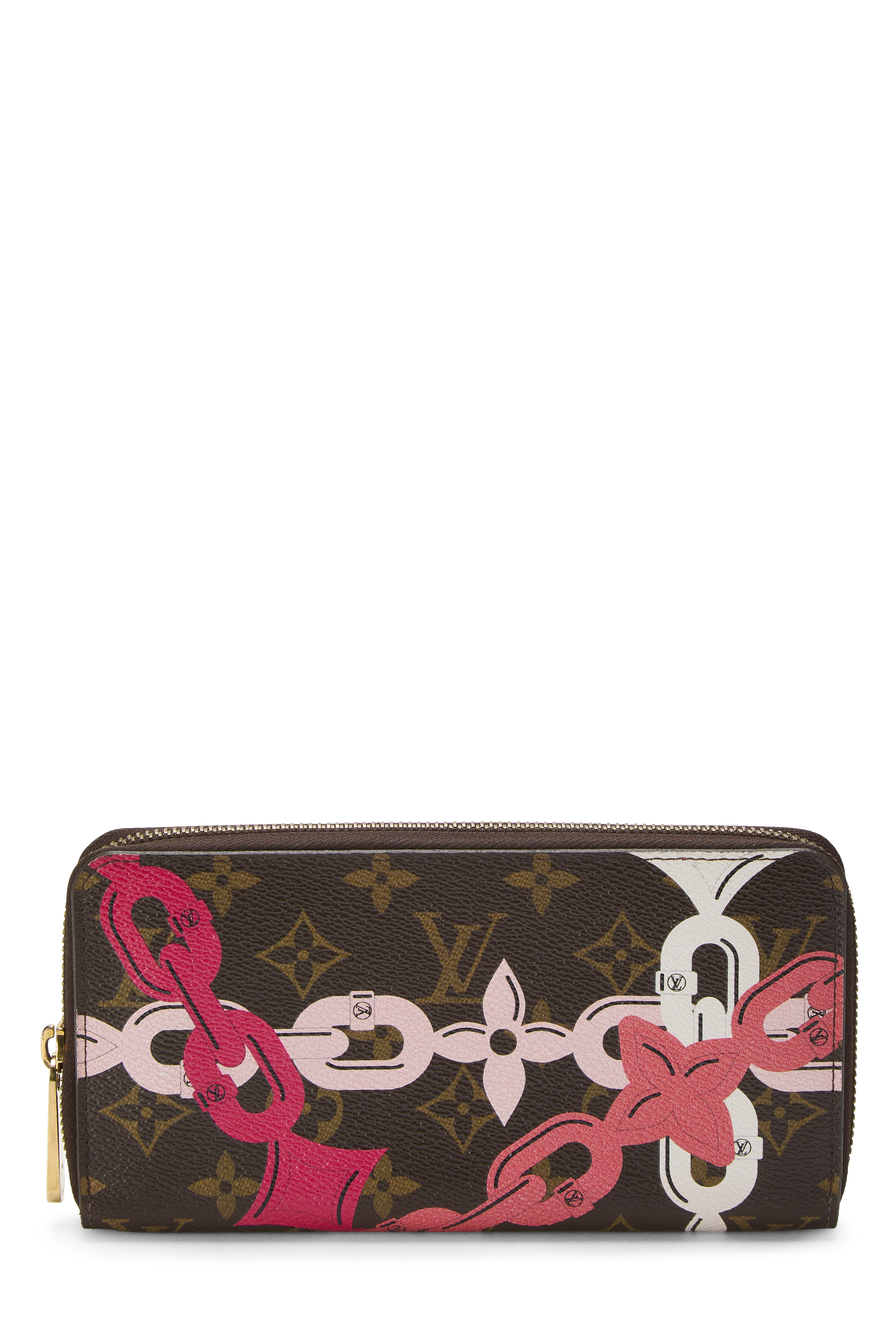 Women's Louis Vuitton Pink Monogram Canvas Bay Zippy Wallet in Brown