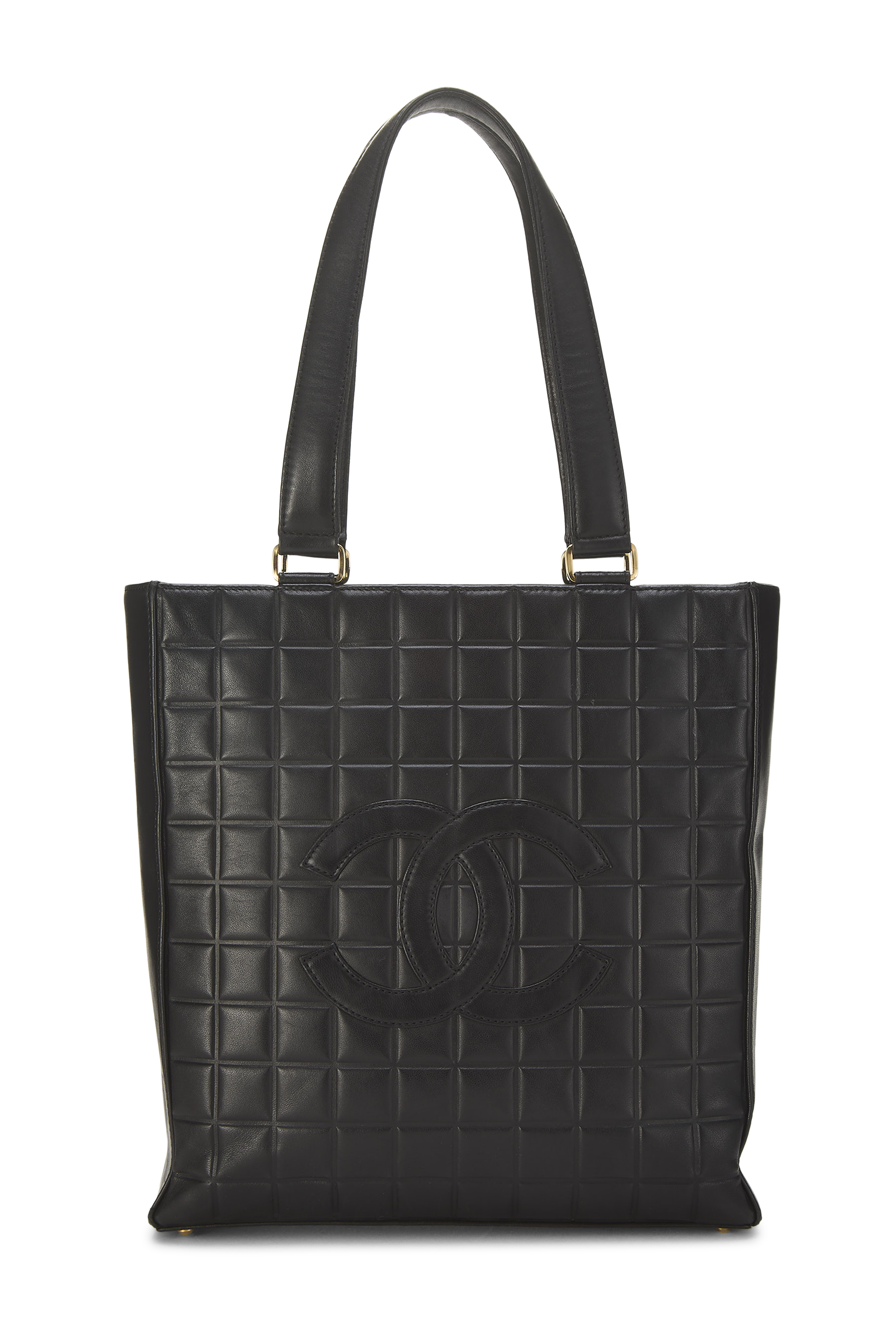 Women's Chanel Black Quilted Lambskin Chocolate Bar Tote in Black