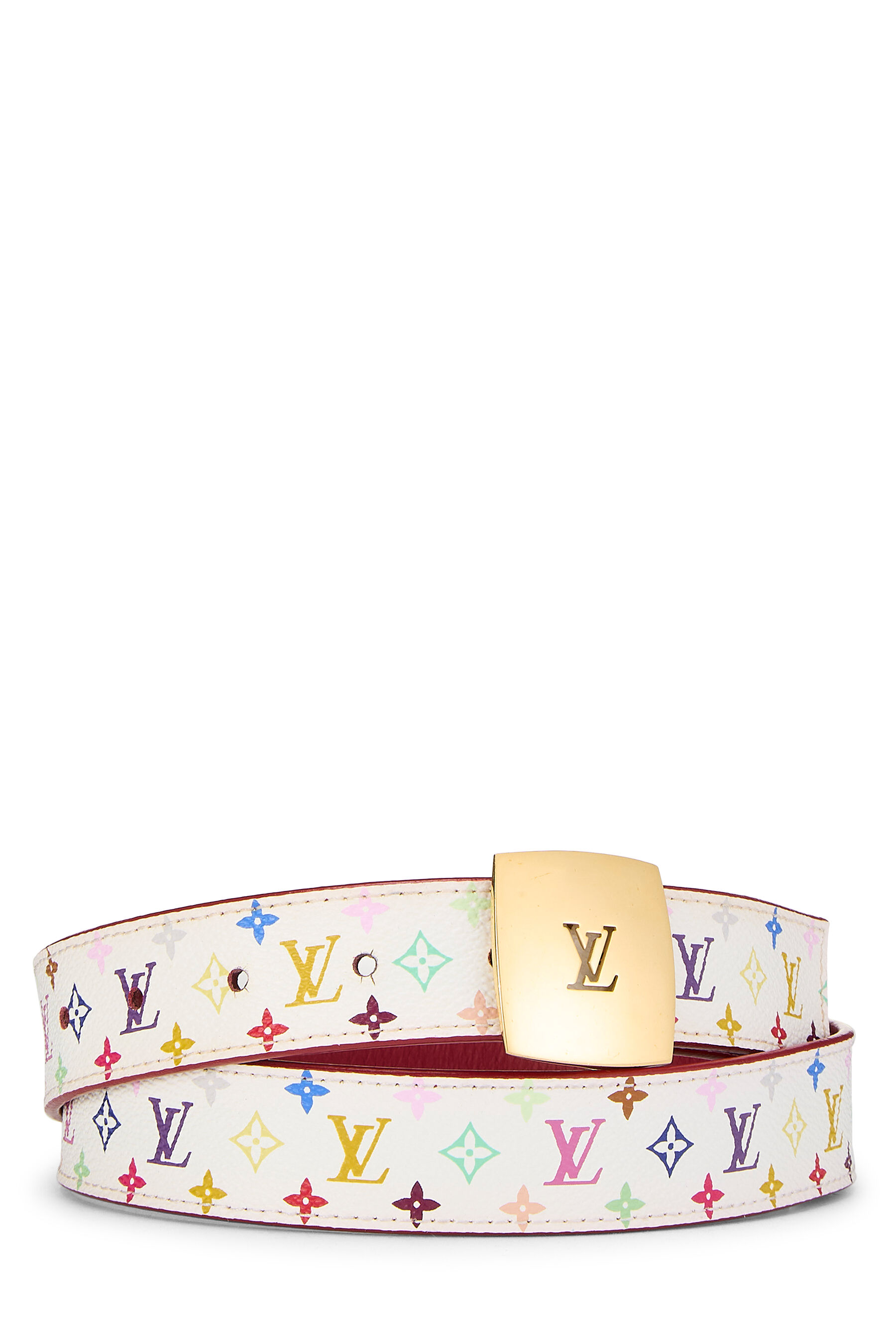 Women's Louis Vuitton Takashi Murakami X Louis Vuitton White Monogram Multicolore Ceinture 90 in White