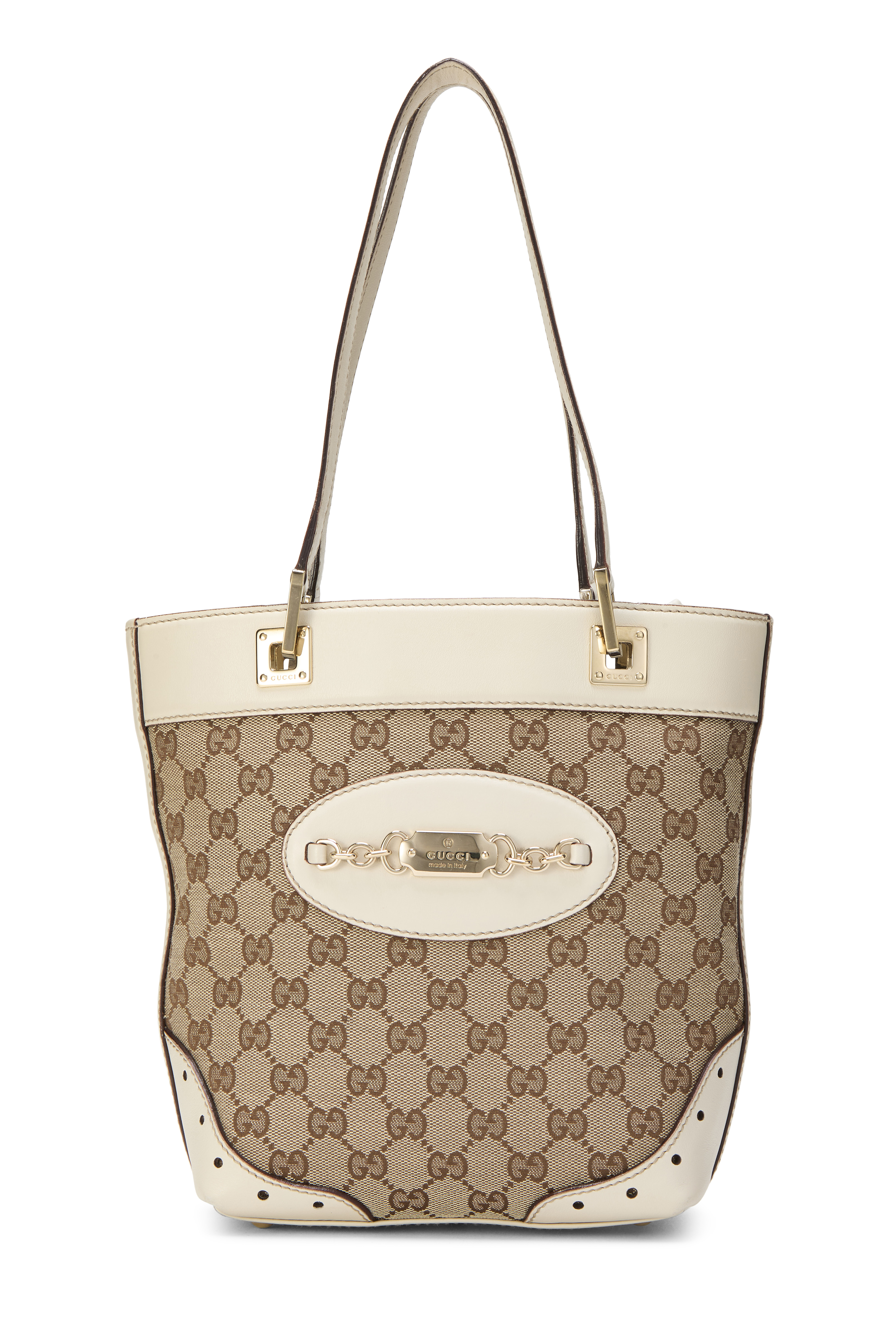 Women's Gucci Original GG Canvas Punch Vertical Tote in White