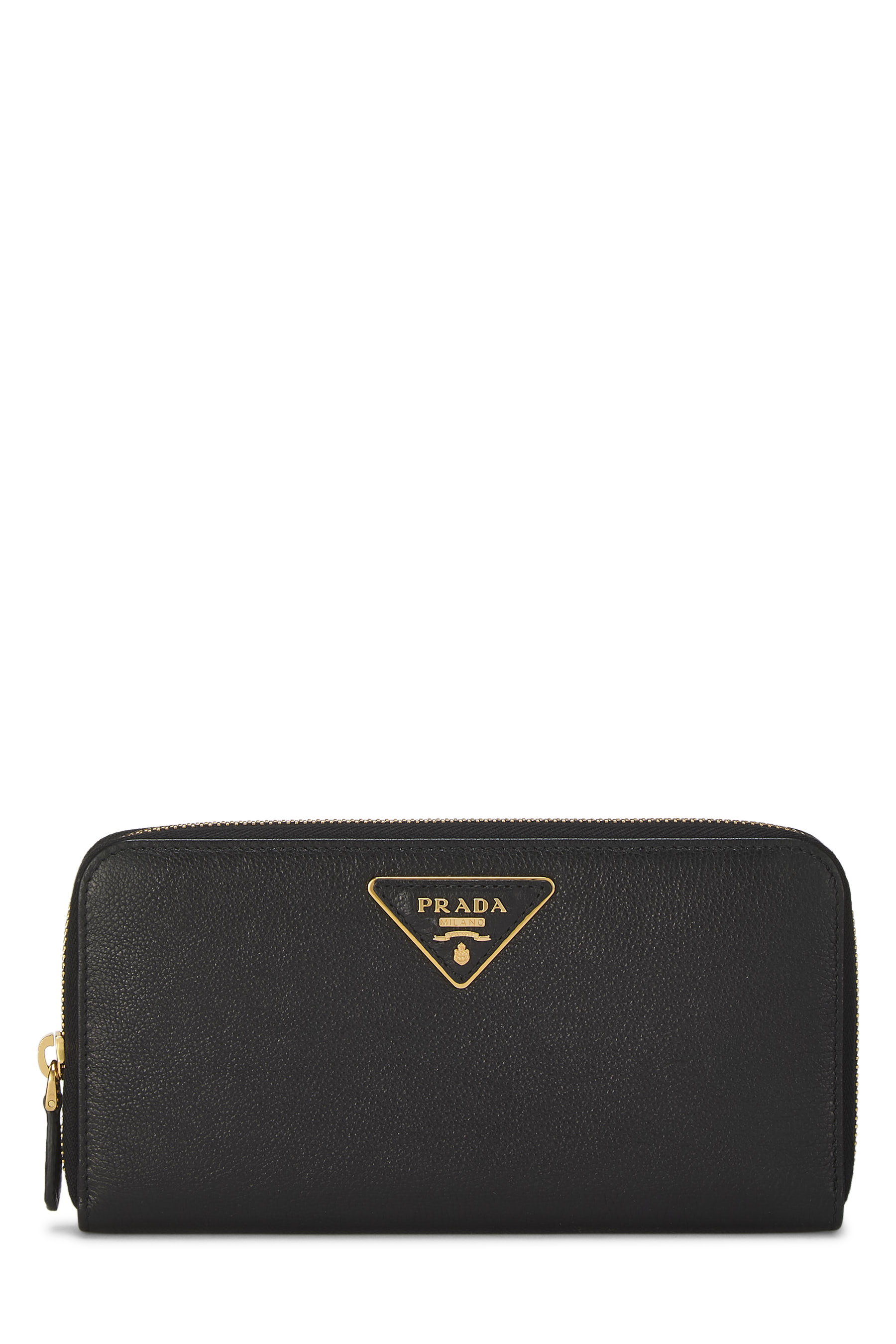 Women's Prada Black Calfskin Zip Around Wallet in Black