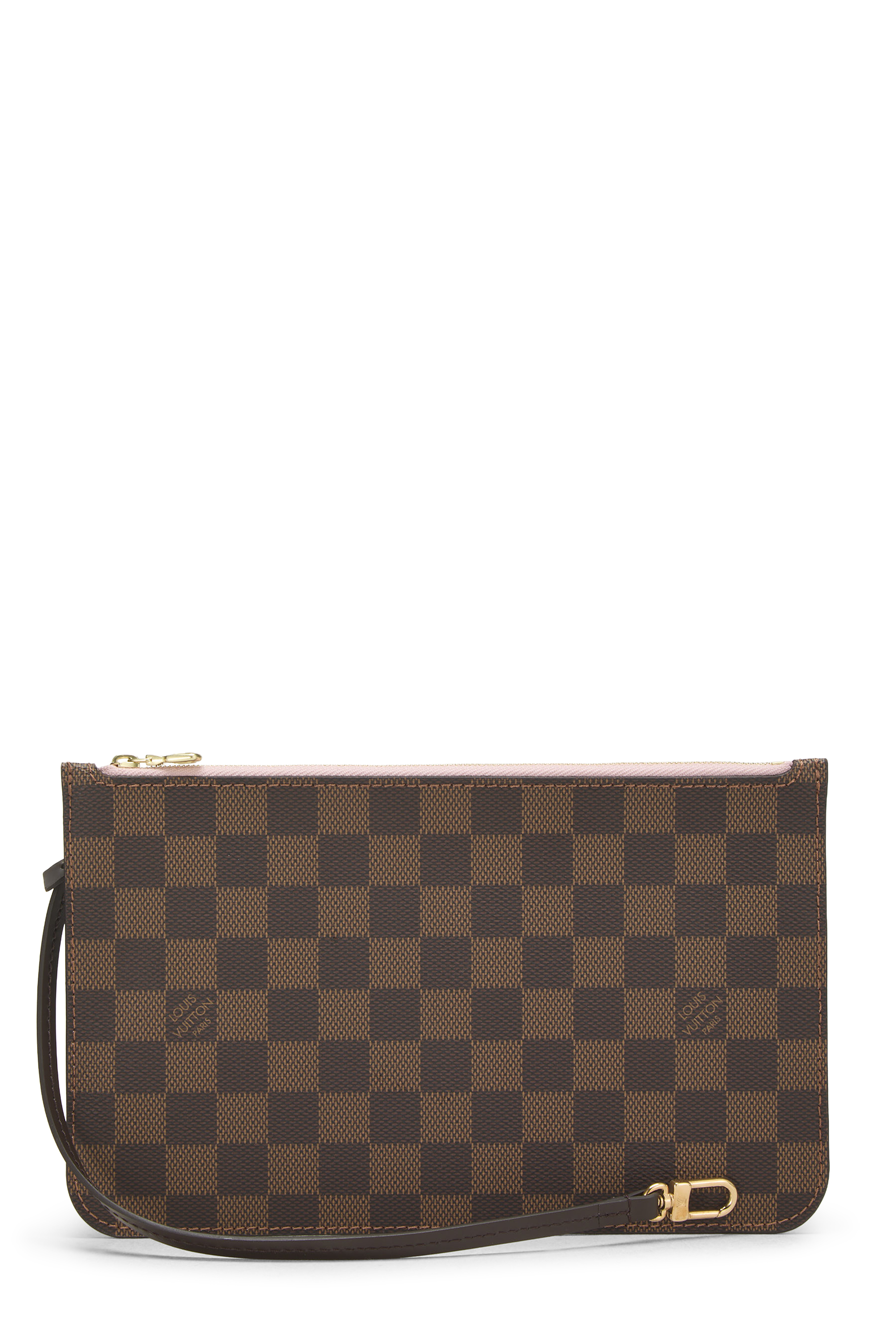 Women's Louis Vuitton Damier Ebene Neverfull Pouch MM NM in Pink MM