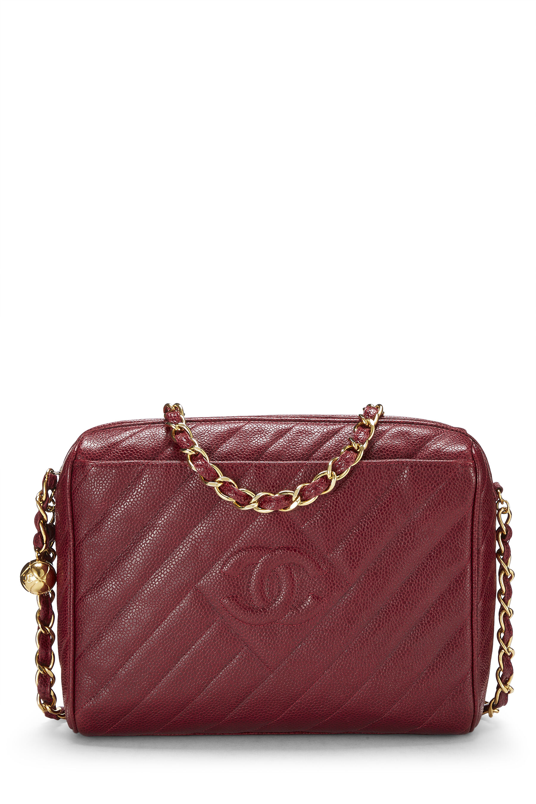 Chanel Women's Shoulder Bag Matelasse Red Leather 18x23x6.5cm