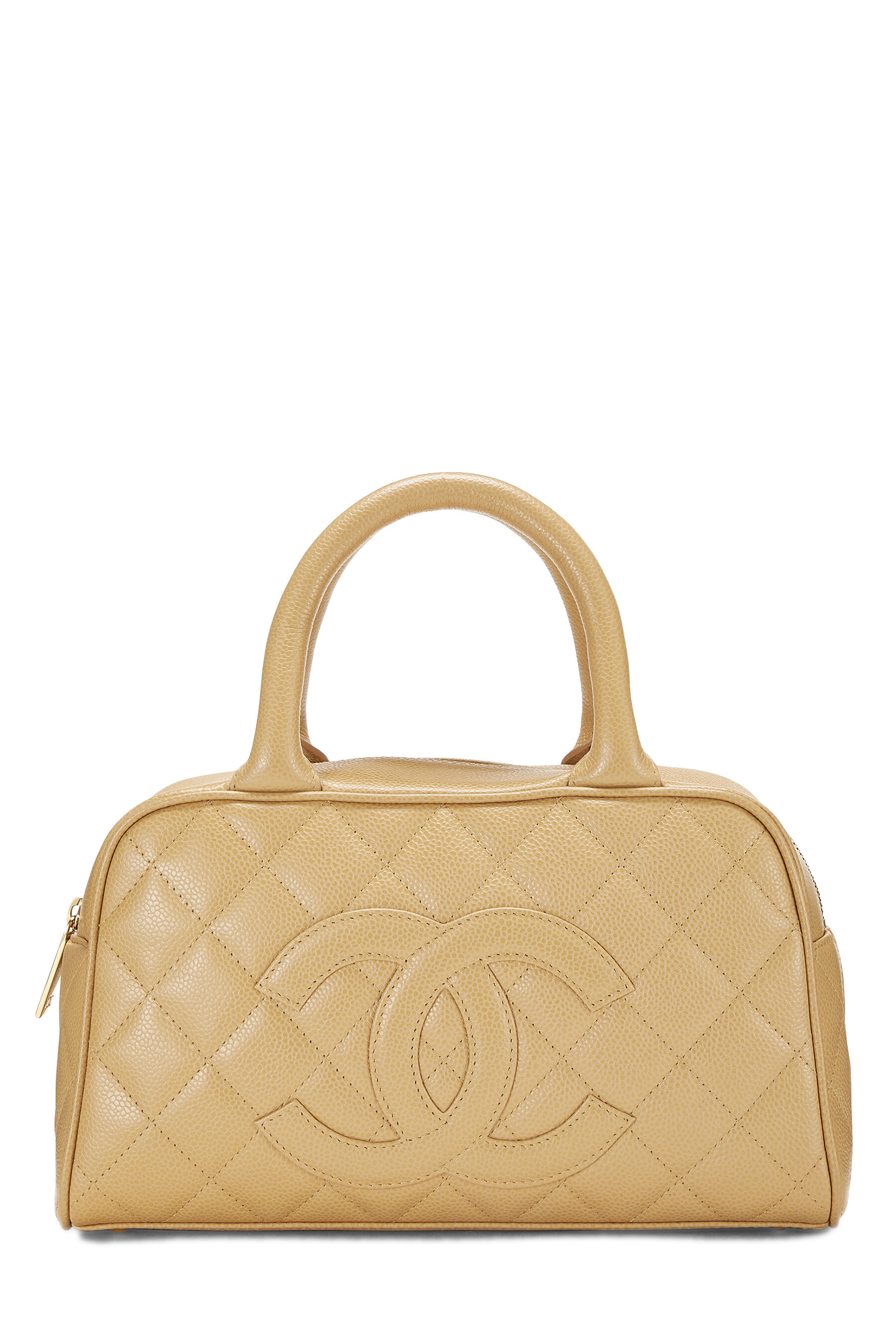 Chanel - Beige Quilted Caviar Bowler Small