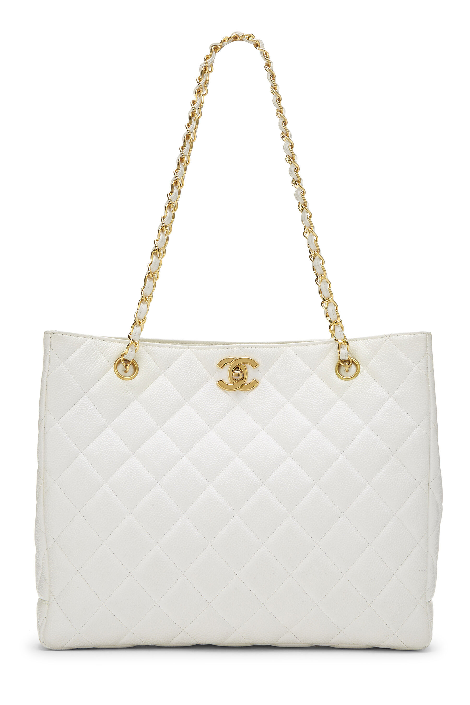 Chanel - White Quilted Caviar Tote