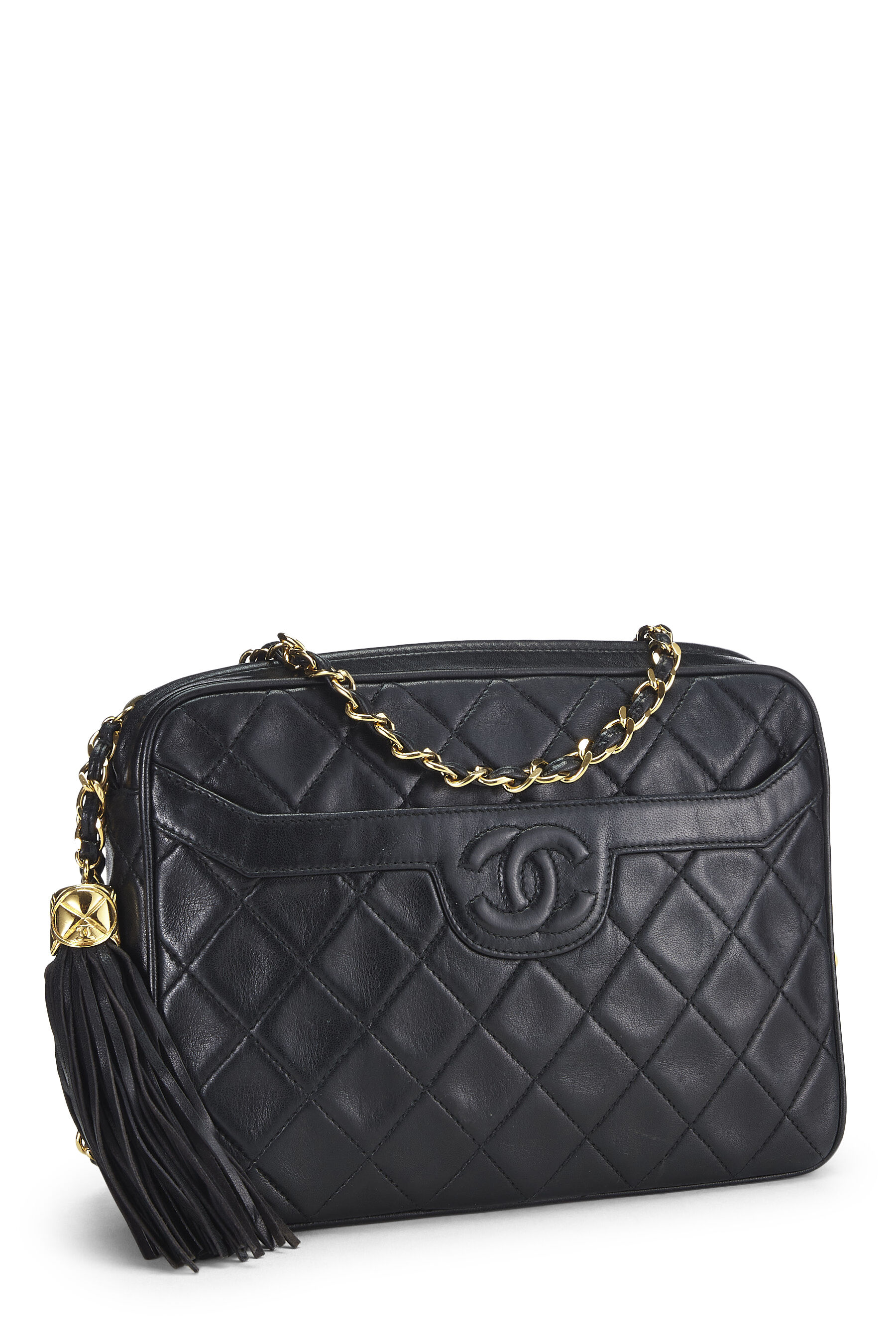 Chanel - Black Quilted Lambskin Pocket Camera Bag Medium