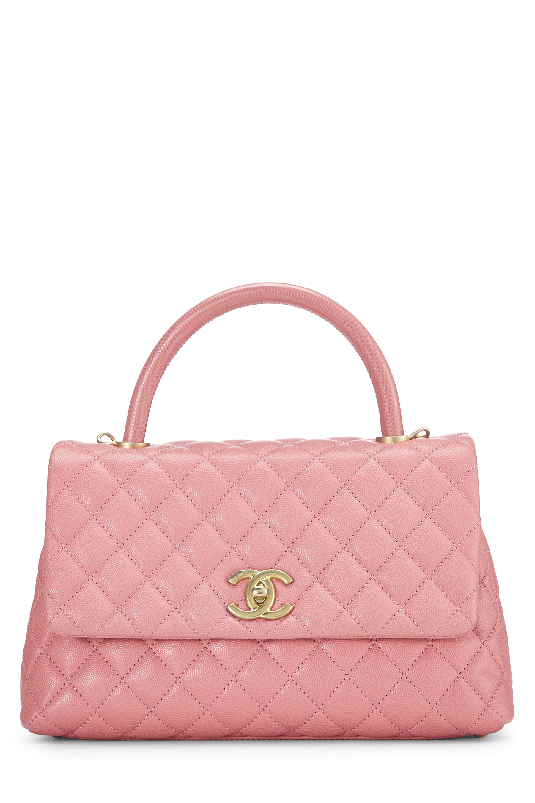 CHANEL Caviar Quilted Medium Coco Handle Flap Light Pink 462237