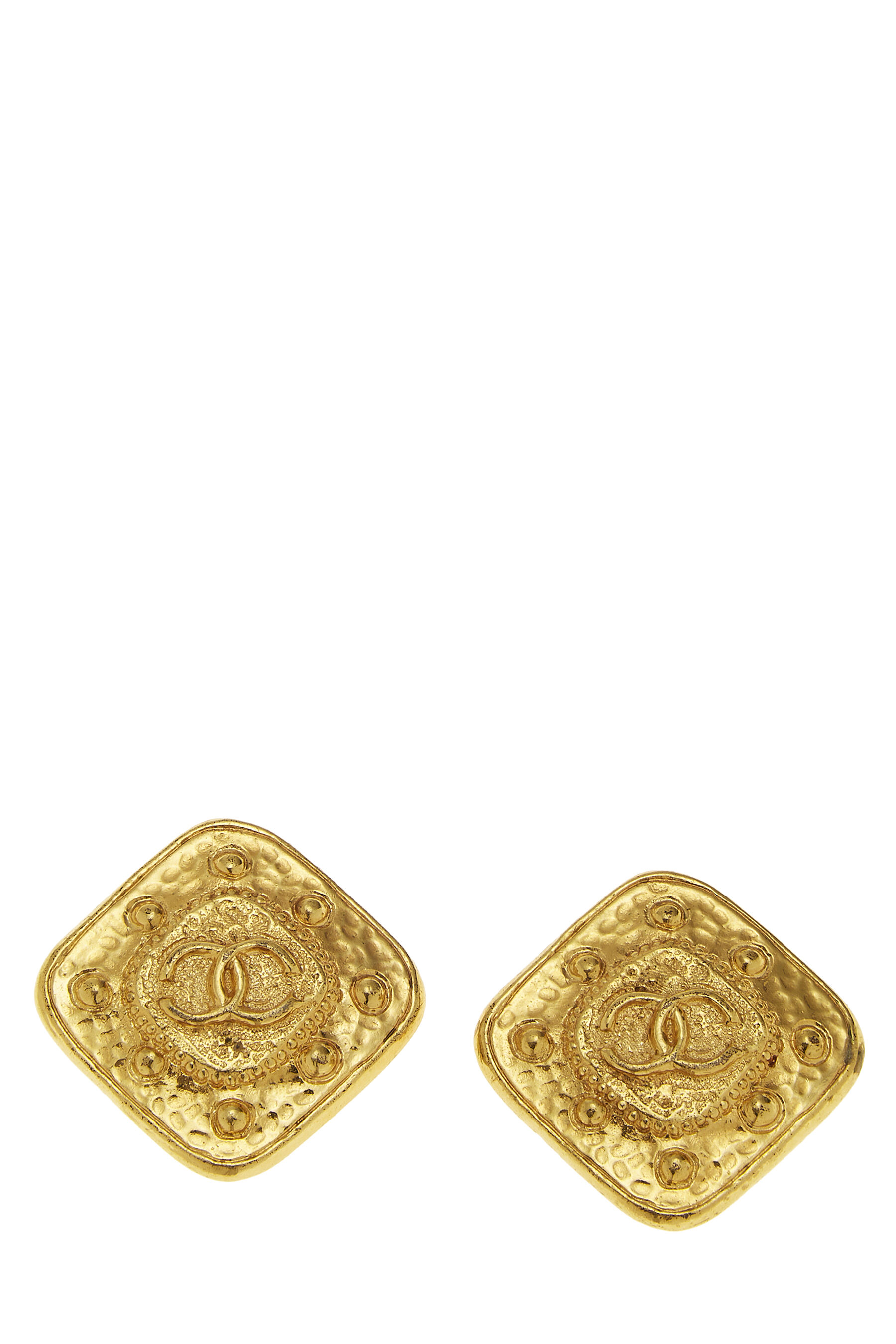 Chanel Gold 'CC' on Diamond Earrings Q6JHZF17DB014