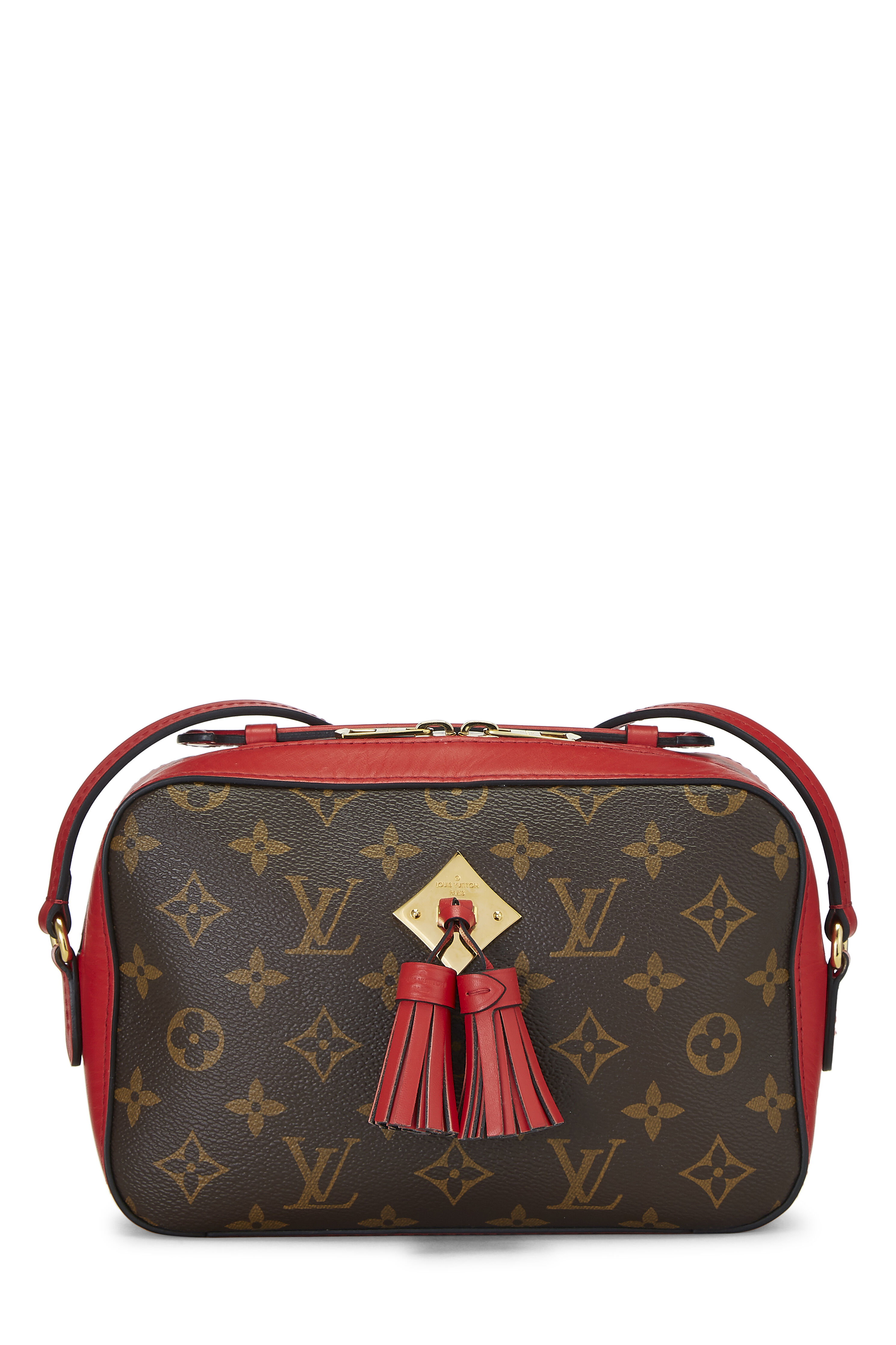 Louis Vuitton Brown Monogram Canvas & Coquelicot Leather Saintonge