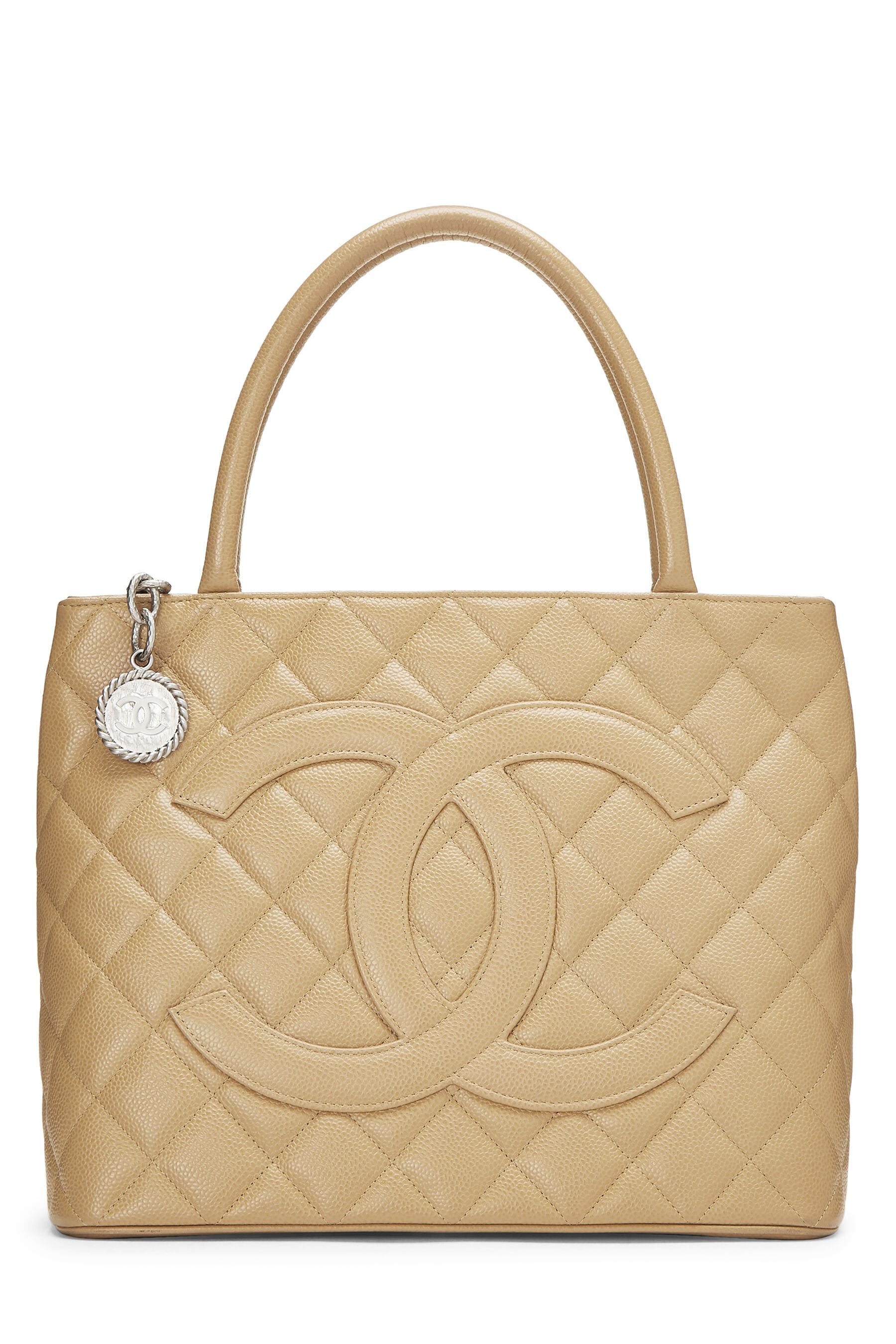 Chanel - Beige Quilted Caviar Medallion Tote