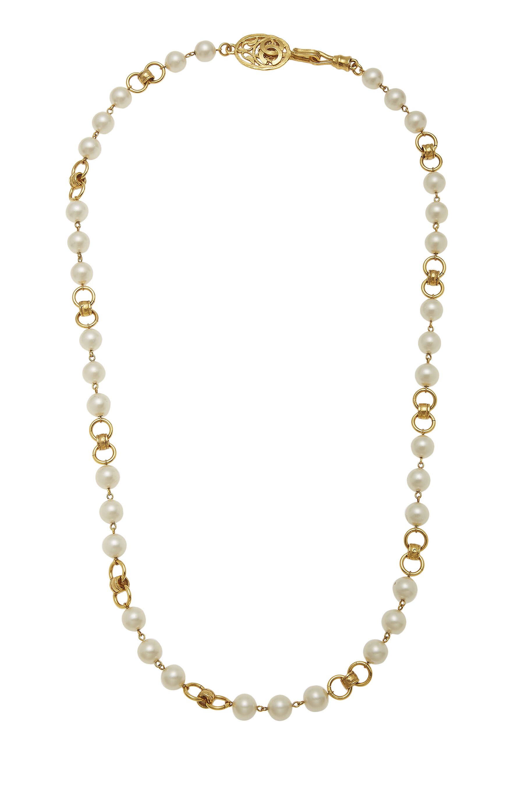 Chanel Faux Pearl & Gold Necklace Q6J11F17DB034 | WGACA 