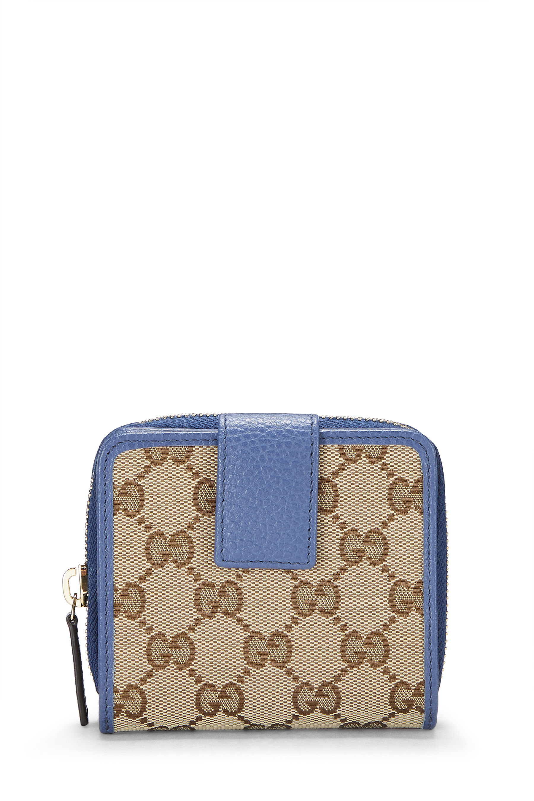 Pre-owned Gucci Blue Original 'gg' Canvas French Zip Around Wallet