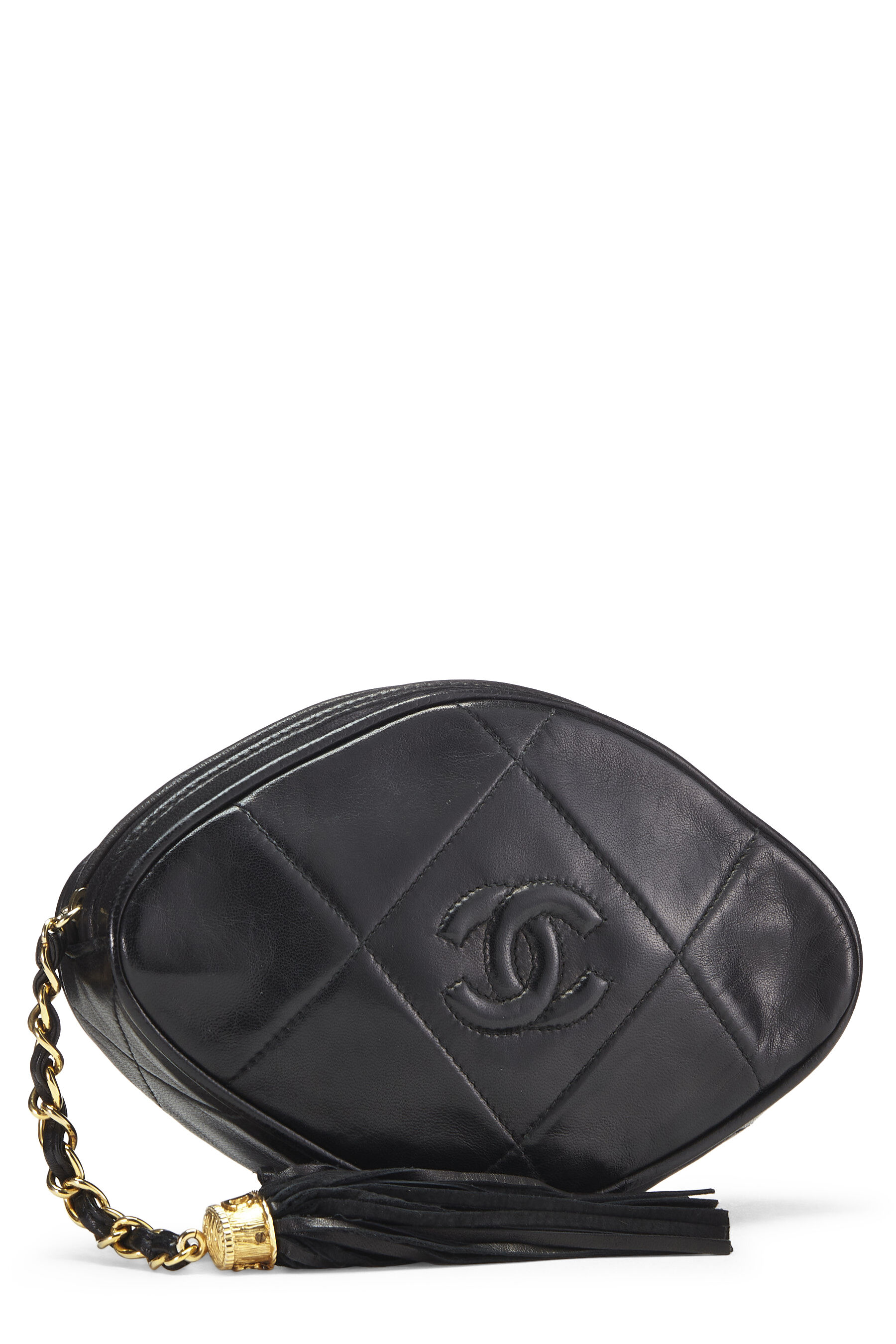 Black Lambskin 'CC' Flap Handbag