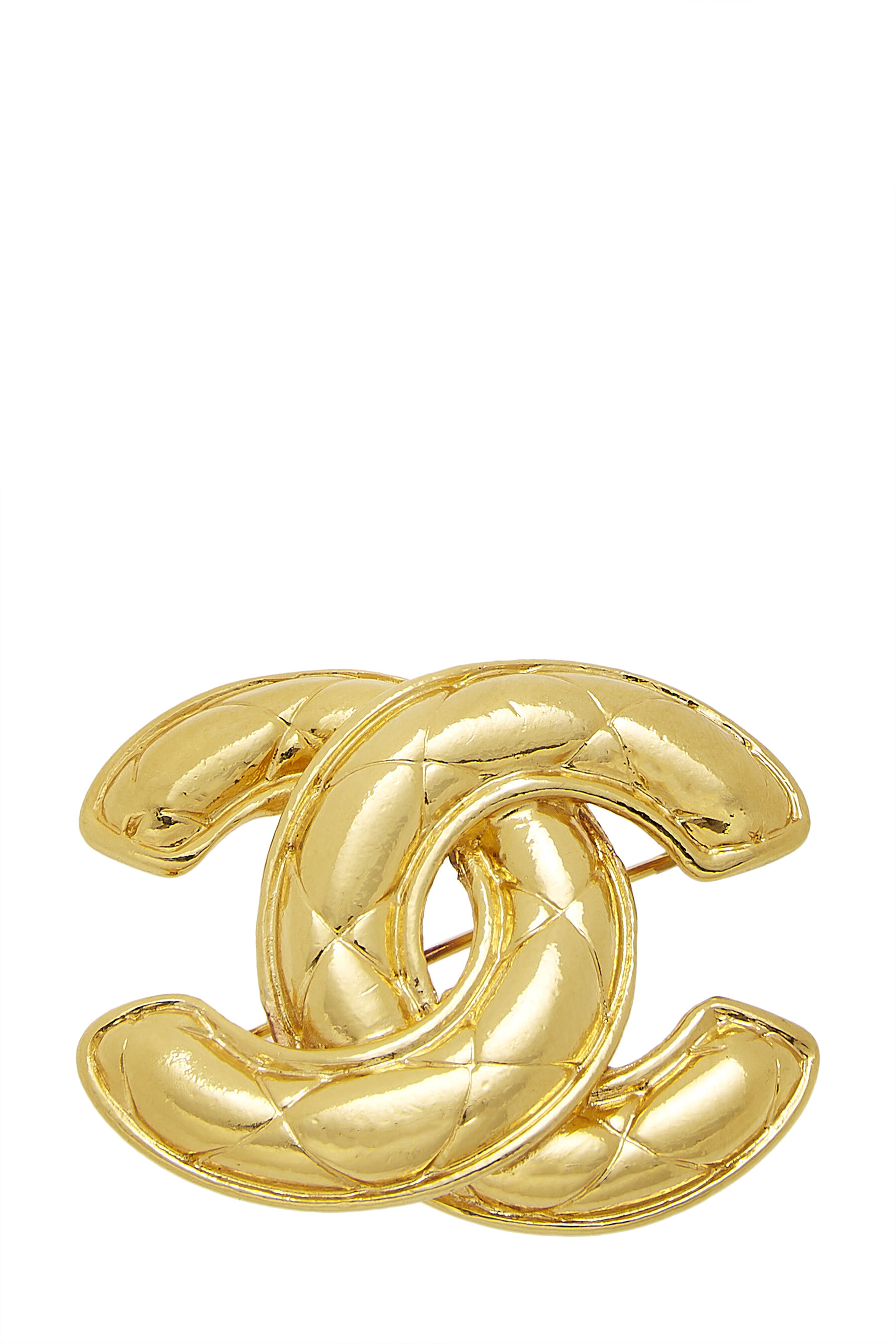 Chanel - Gold Quilted 'CC' Pin Medium