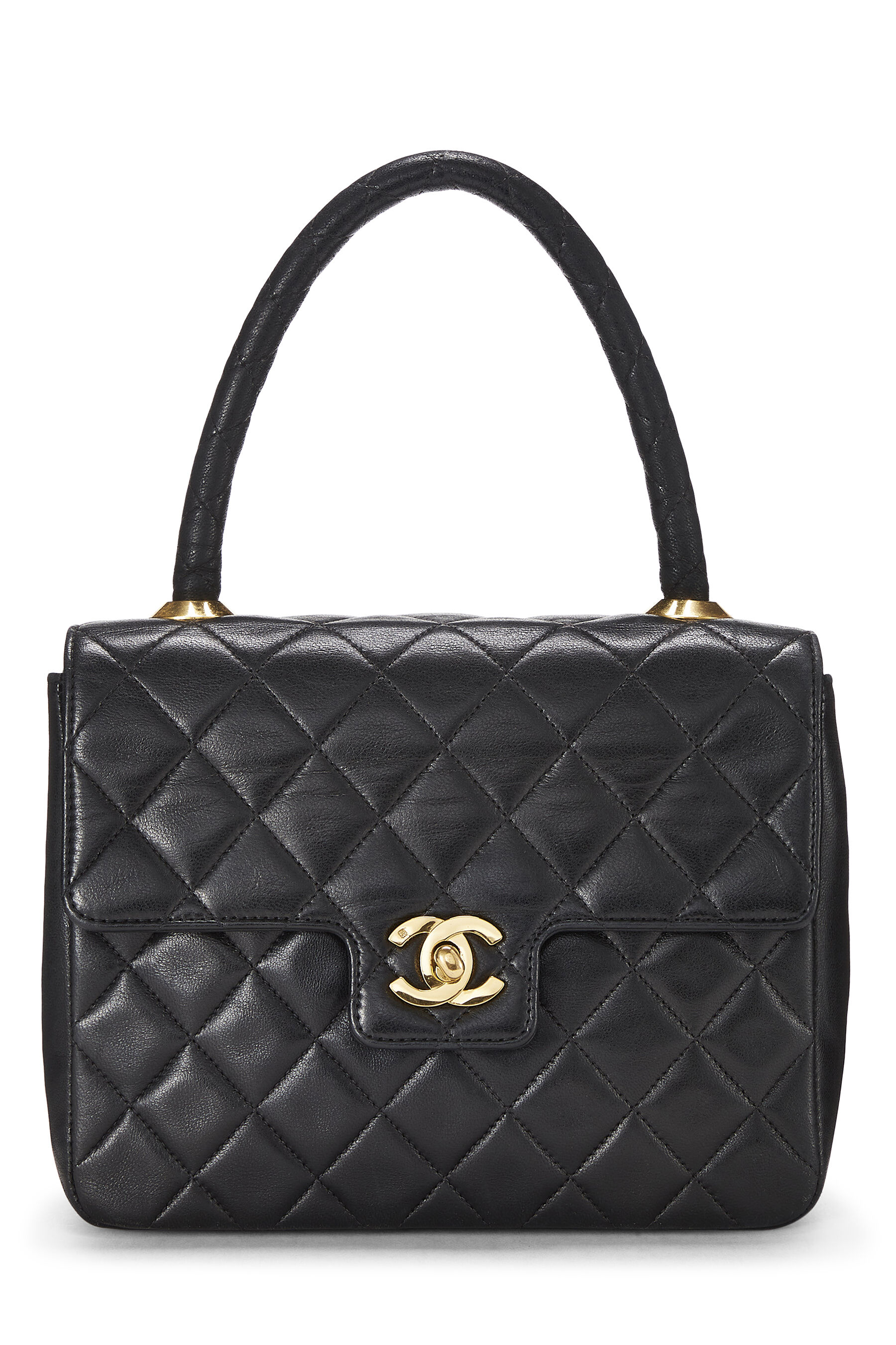 Chanel Black Quilted Lambskin Top Handle Bag
