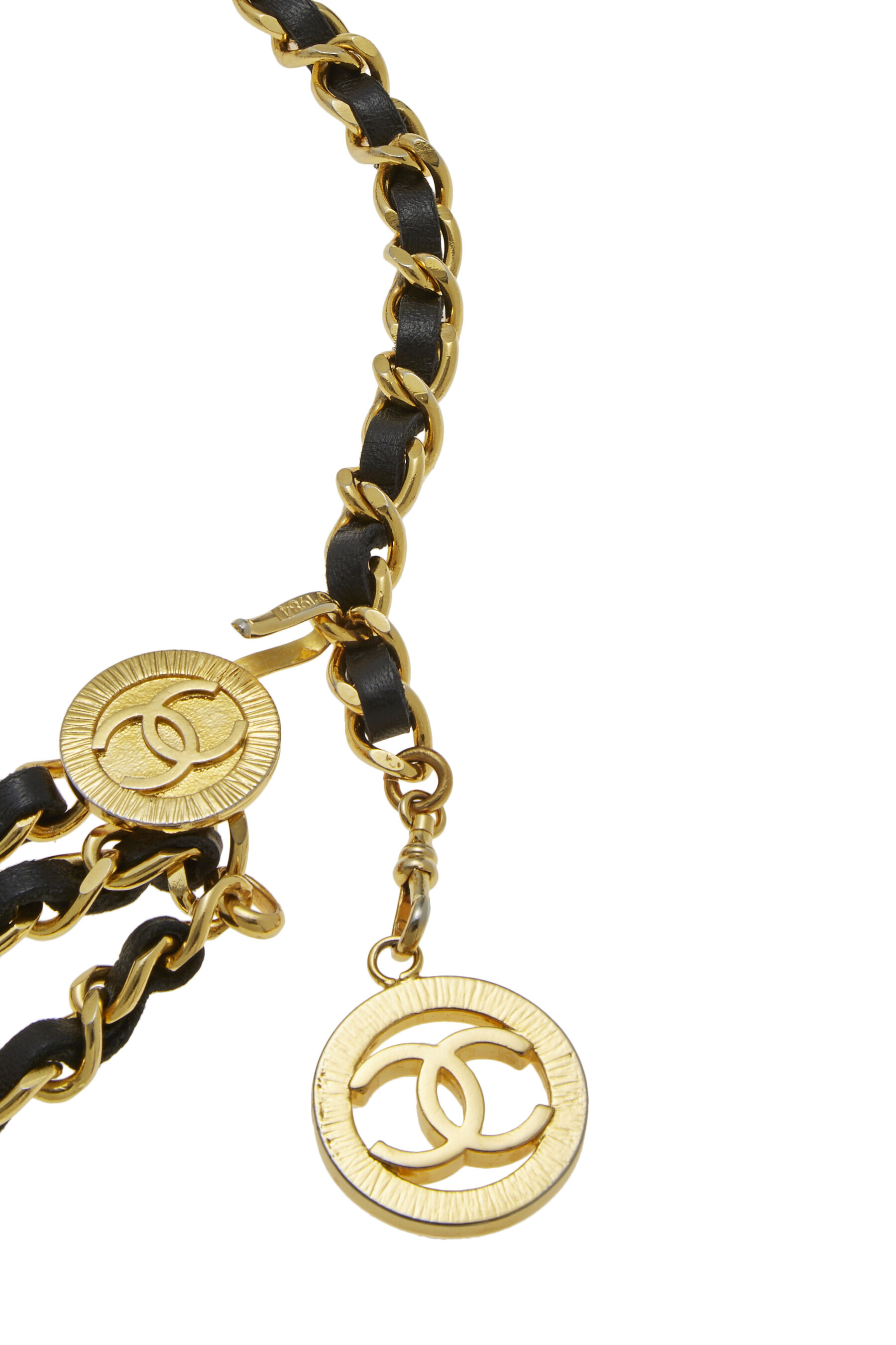 Chanel Gold & Black Leather Chain Belt 3 Q6AABV17KB050