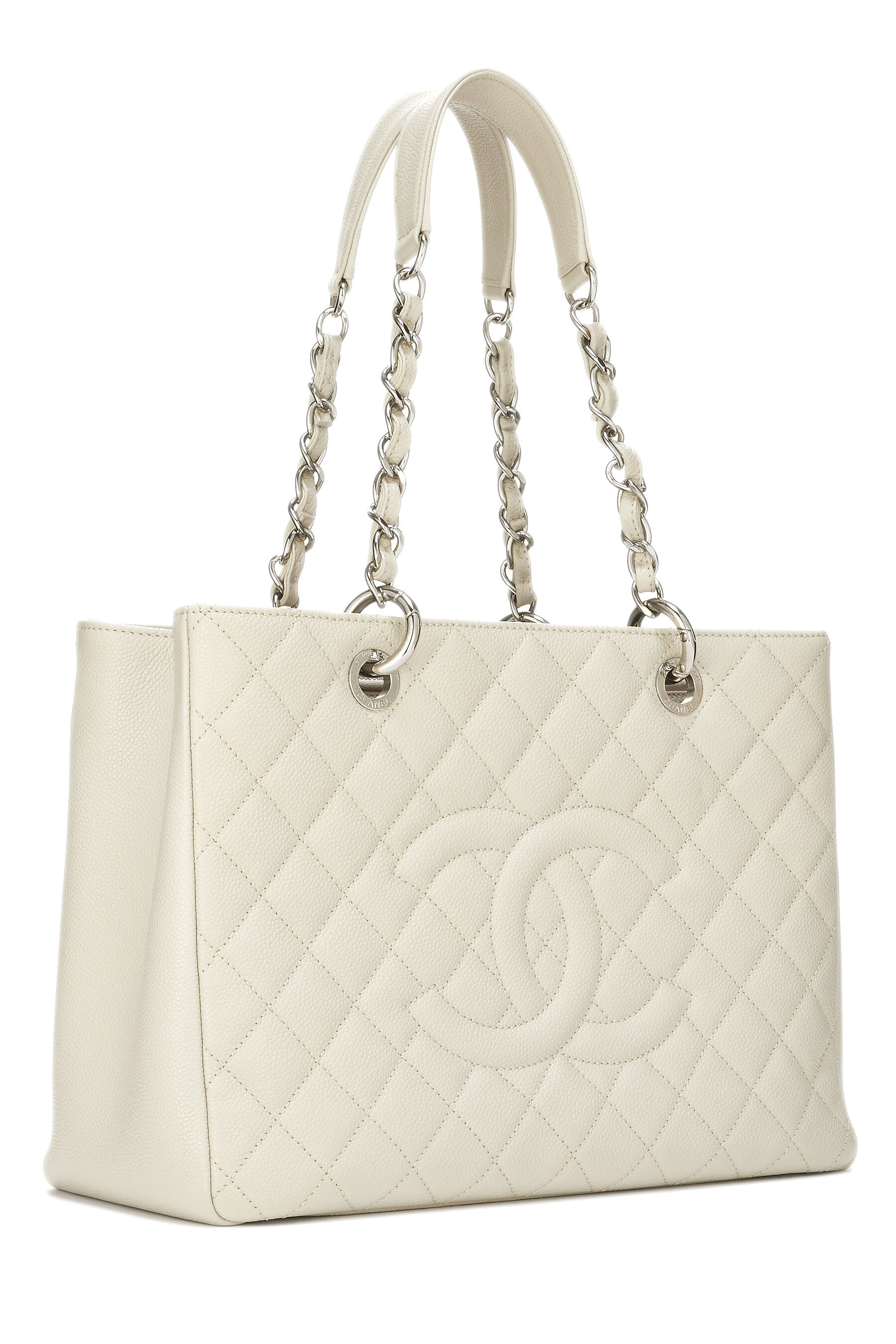 Chanel - Cream Quilted Caviar Grand Shopping Tote (GST)
