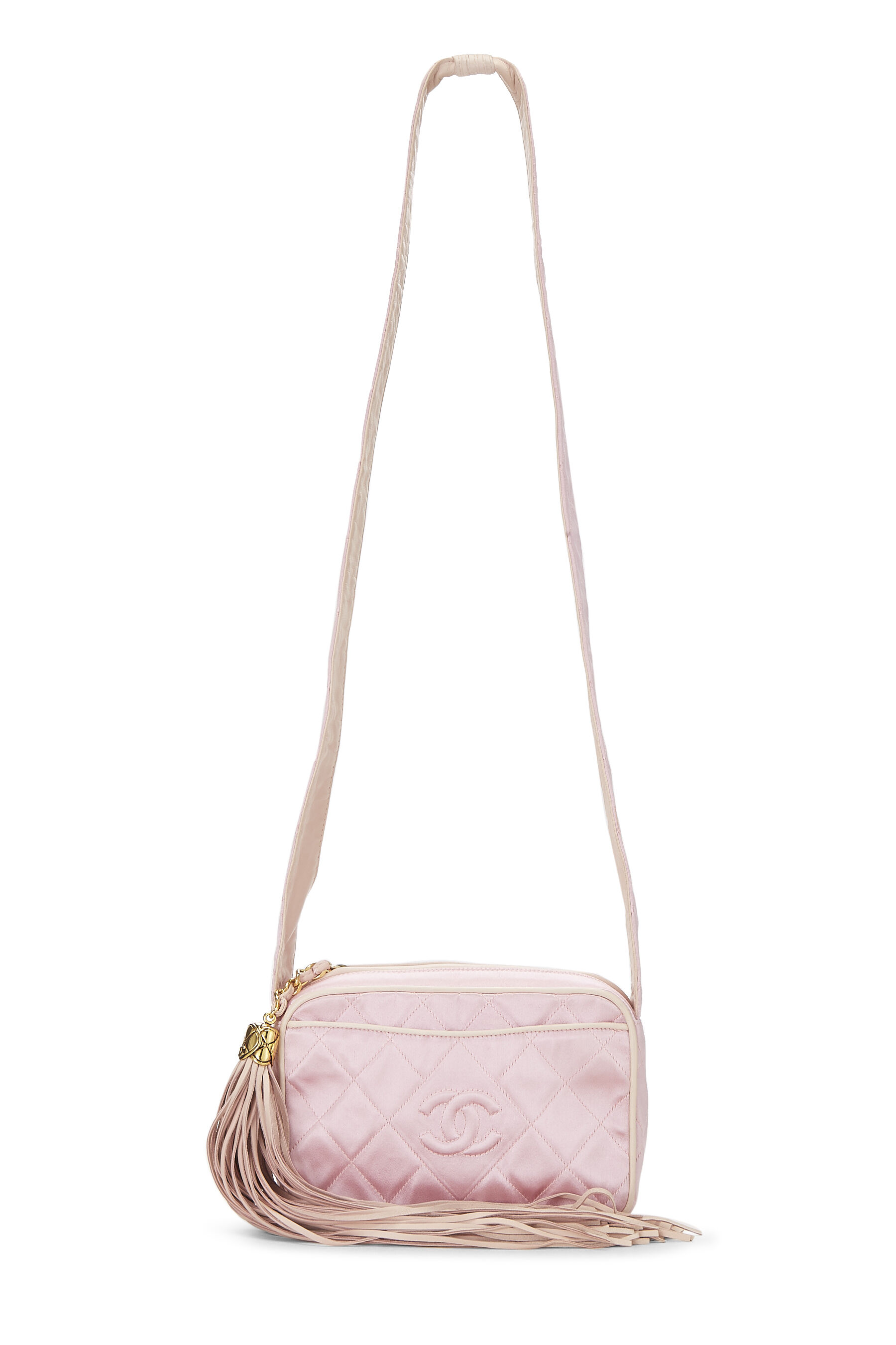 Chanel Pink Quilted Satin 'CC' Shoulder Bag Small