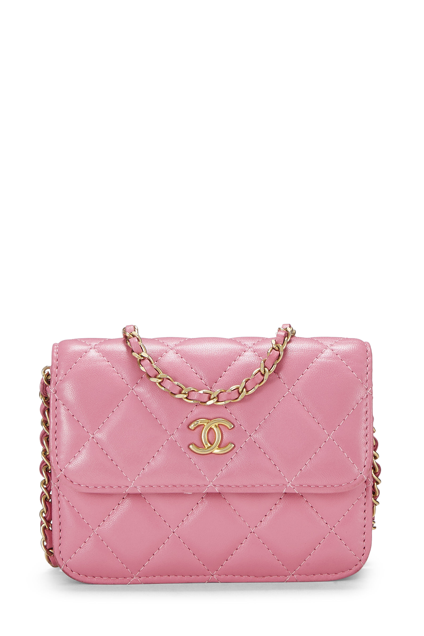 CHANEL Lambskin Quilted Small Top Handle Vanity Case With Chain Dark Pink  1161346