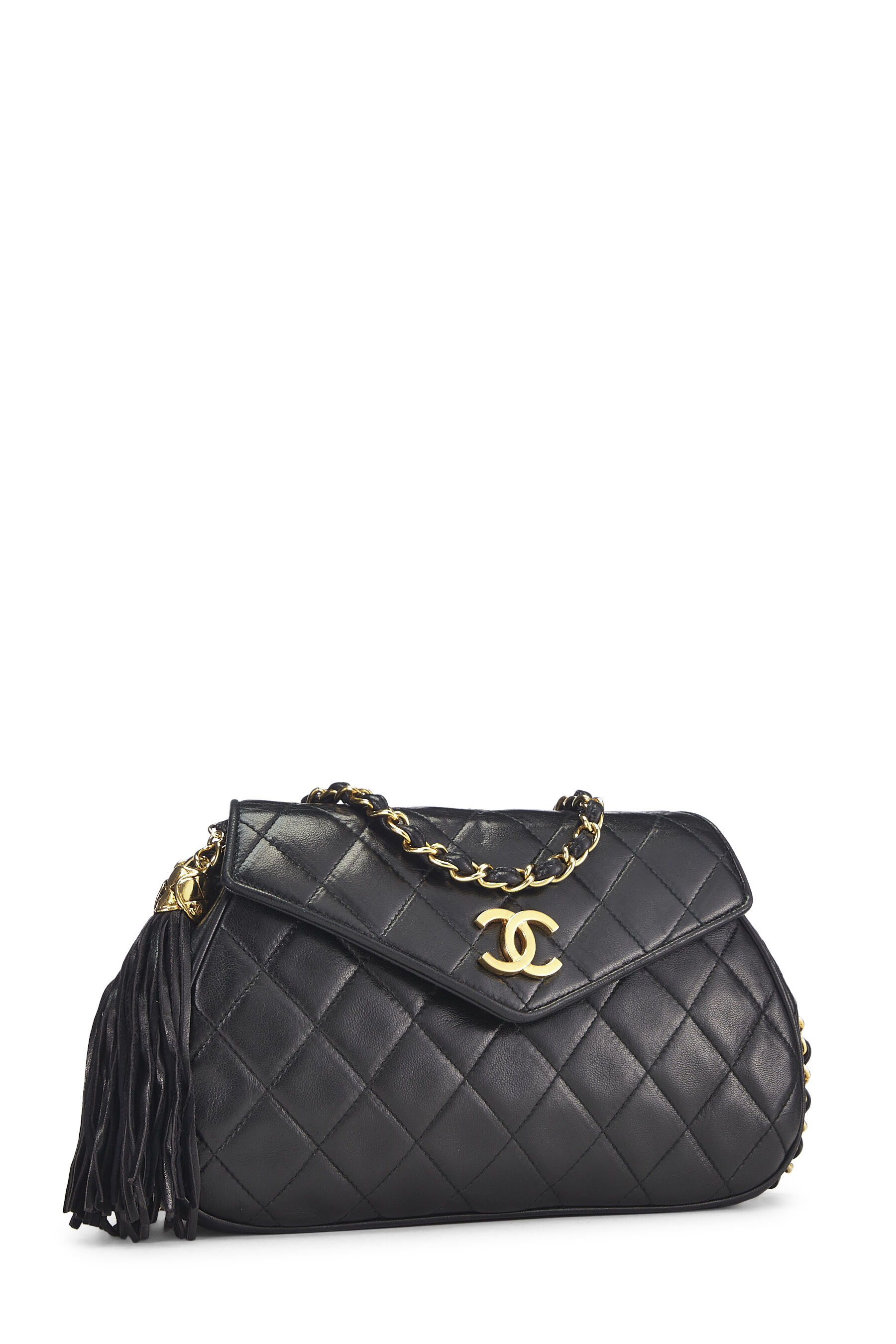 Chanel - Black Quilted Lambskin Envelope Flap Shoulder Bag